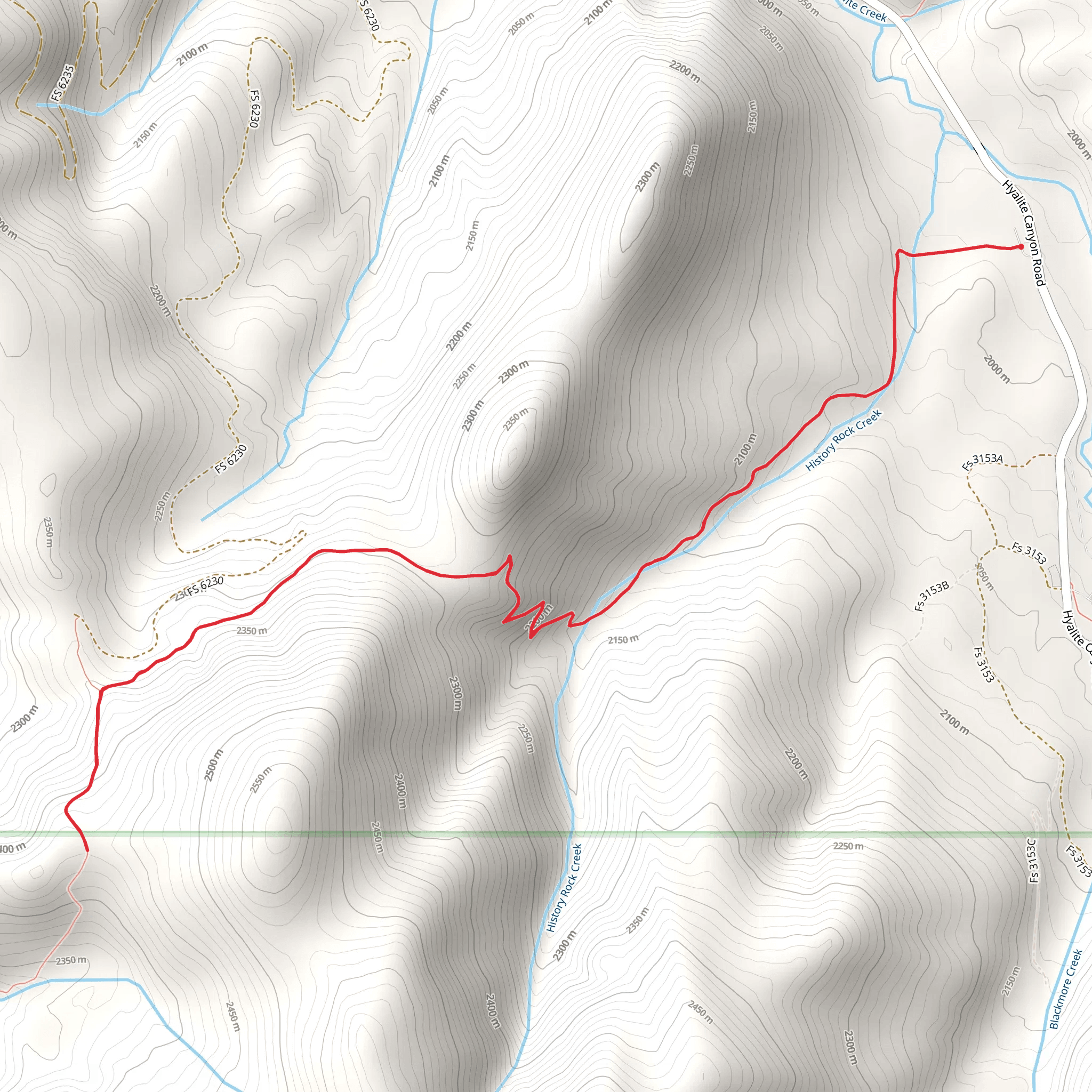 History Rock Creek from Hyalite Canyon Road mobile static map