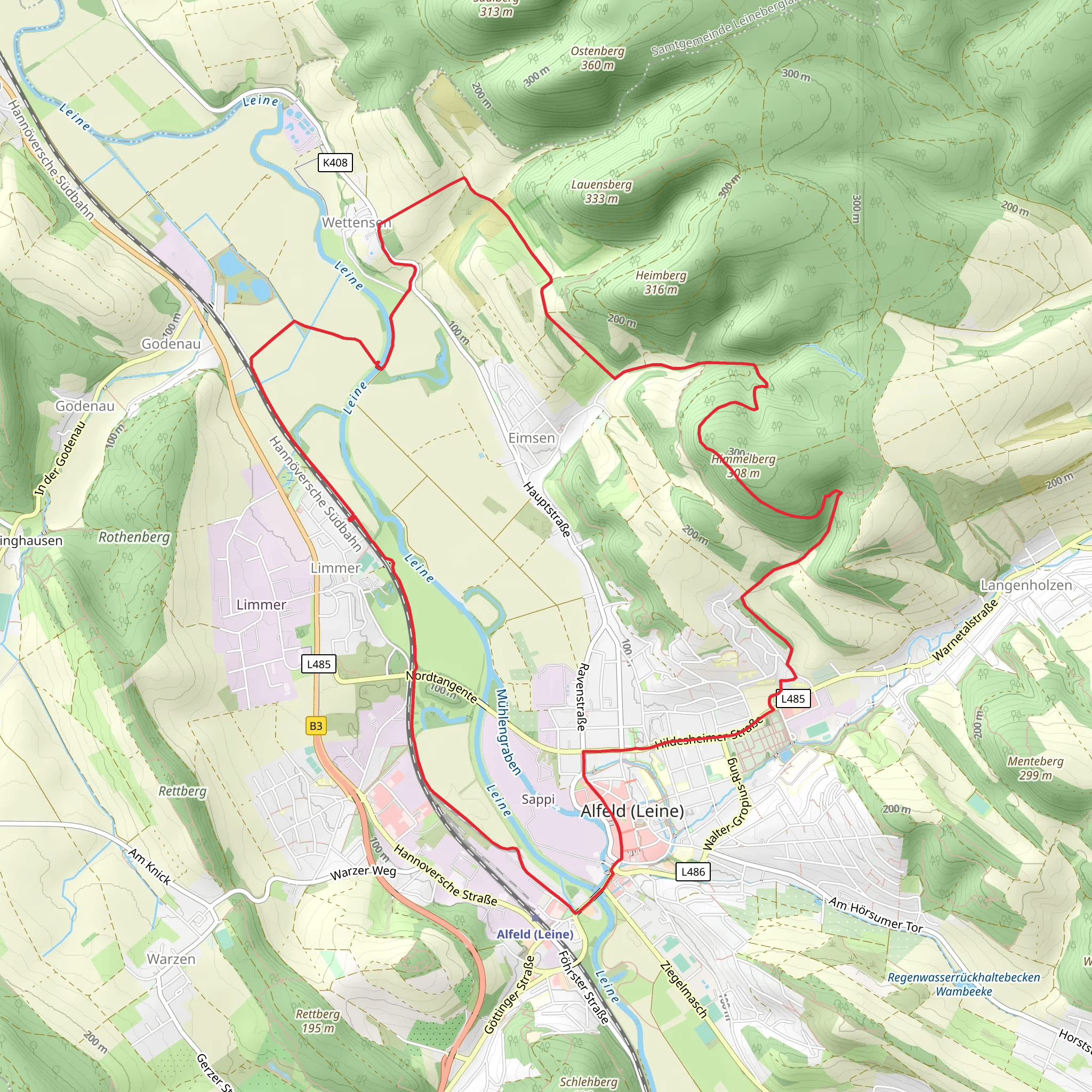 Limmer, Alfelf and Wettensen Loop via Himmelberg mobile static map