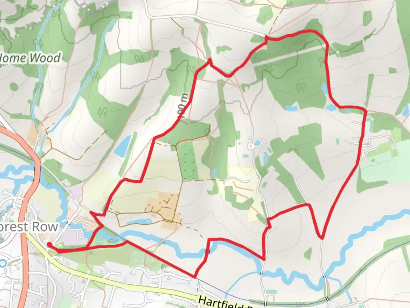 An image depicting the trail Forester's Link and Highams Wood and its surrounding area.