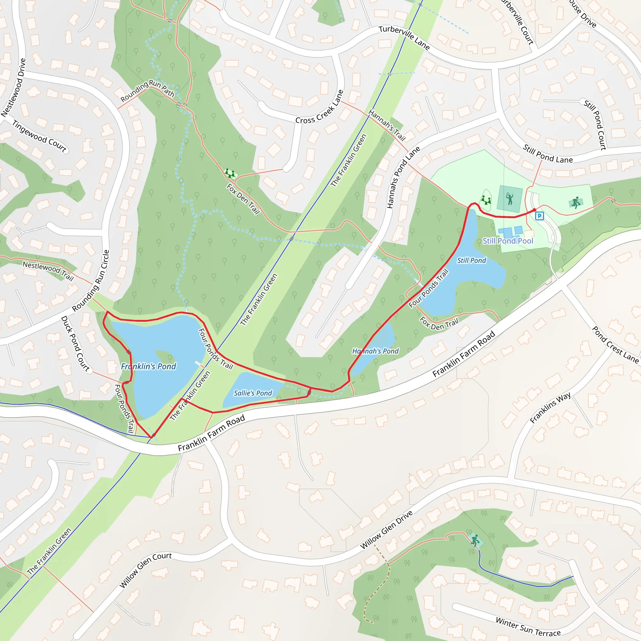 Franklin's Pond Loop via Four Ponds Trail mobile static map
