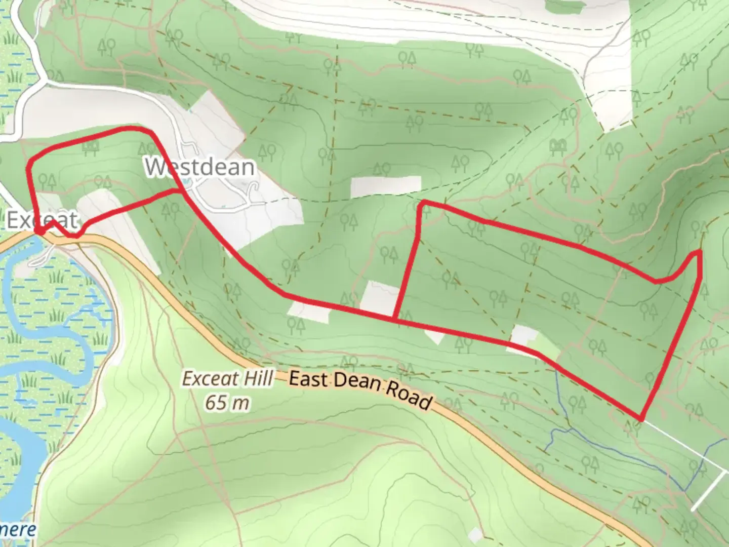 An image depicting the trail Westden Loop and its surrounding area.
