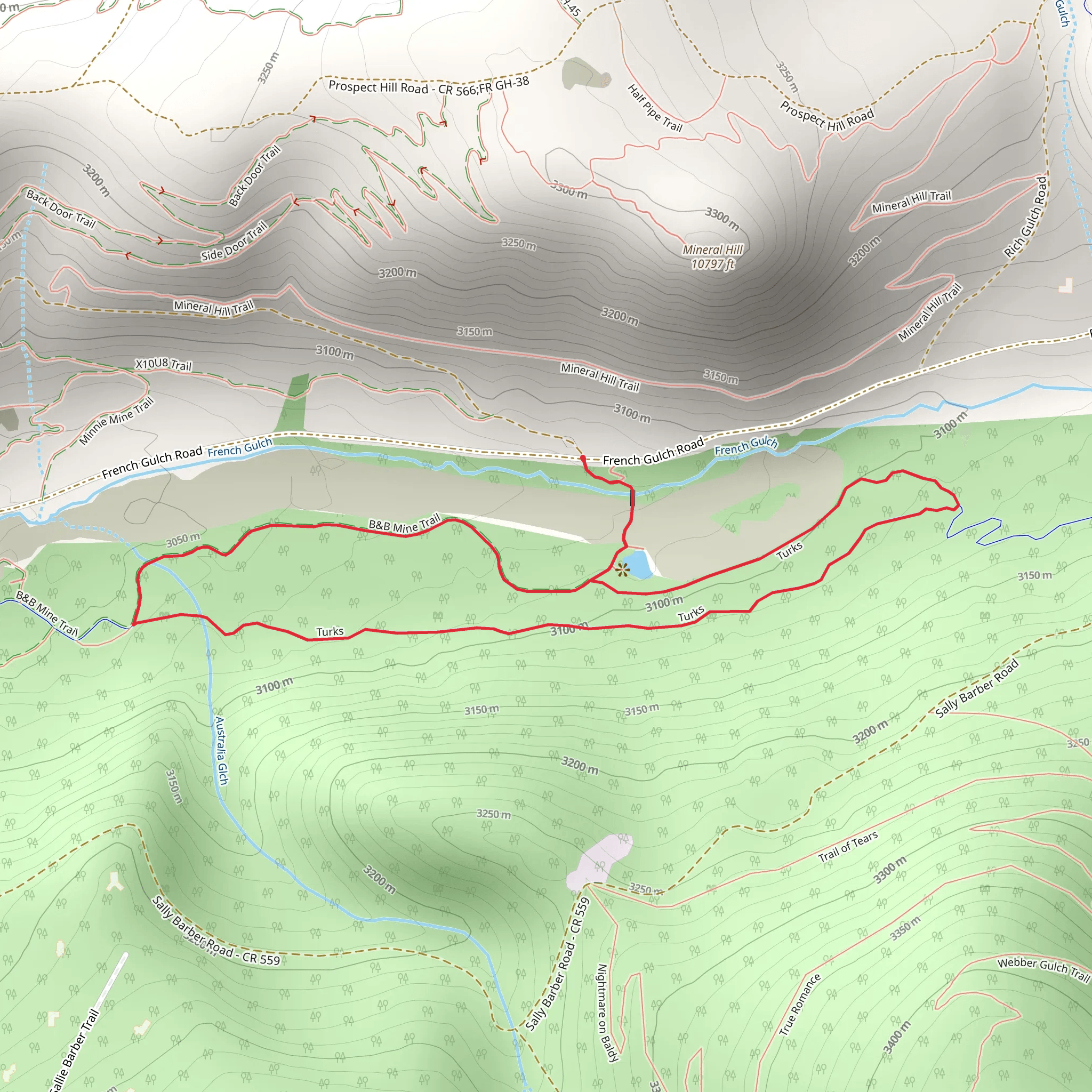 BandB Mine Trail and Turks Loop mobile static map