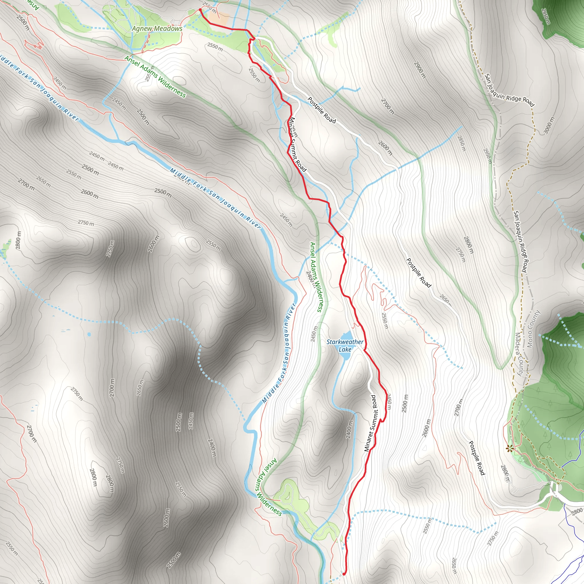 Agnew Meadow - Pumice Flat Trail mobile static map