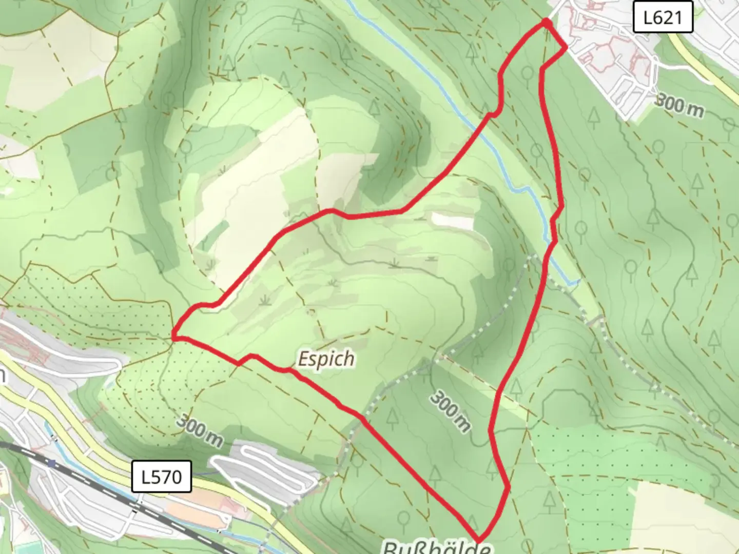 An image depicting the trail Eisinger Strasse and its surrounding area.