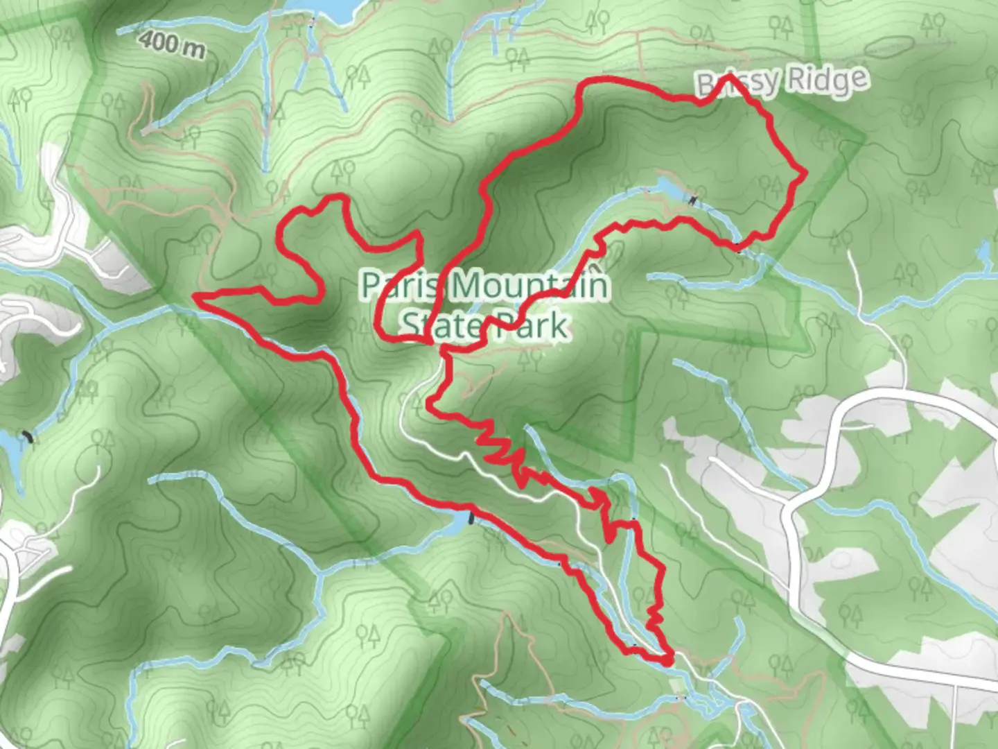 An image depicting the trail Sulphur Springs and Brissy Ridge Loop Trail and its surrounding area.