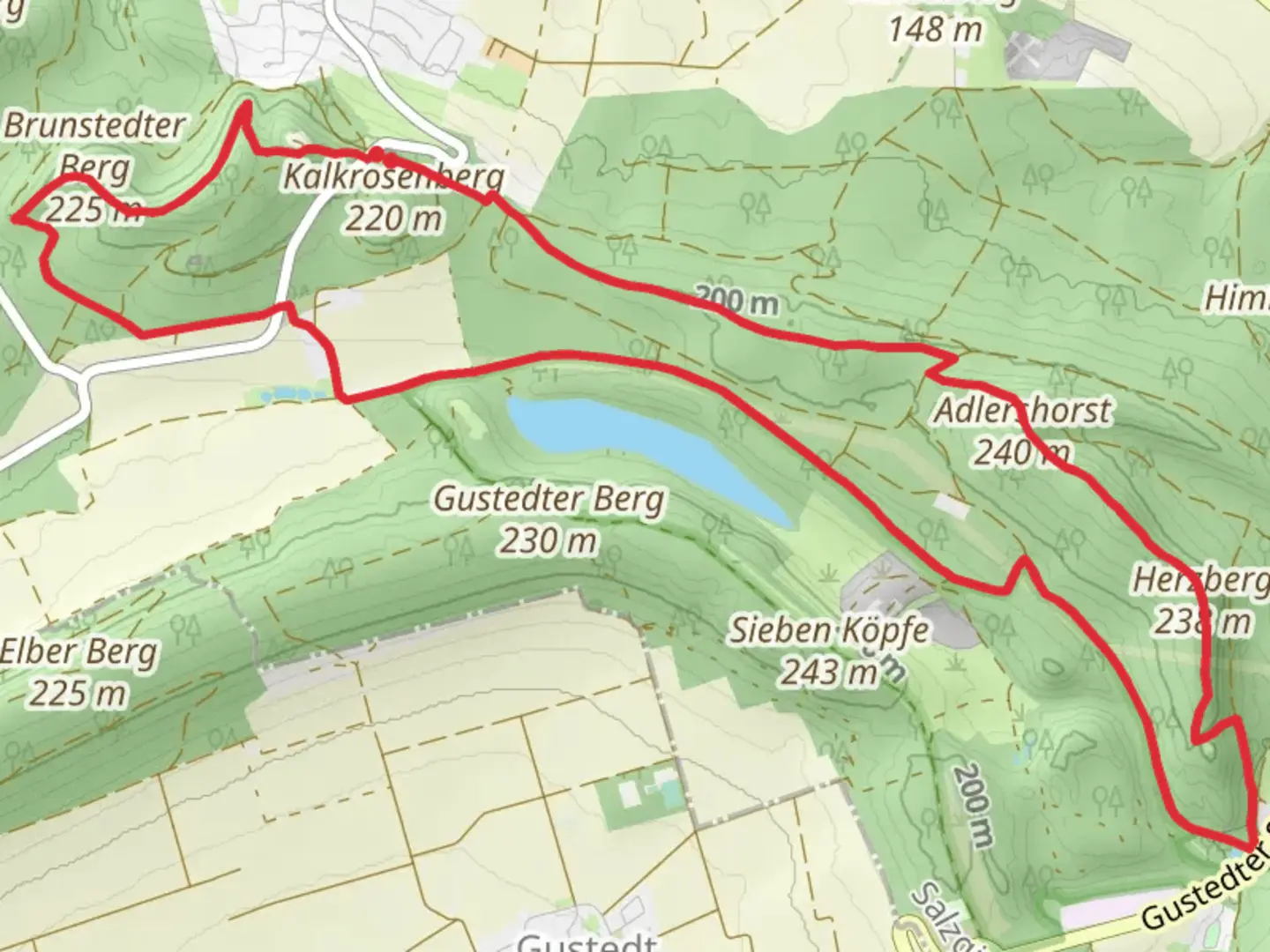 An image depicting the trail Lichtenberg Castle, Brunstedter Berg and Adlershorst Loop and its surrounding area.
