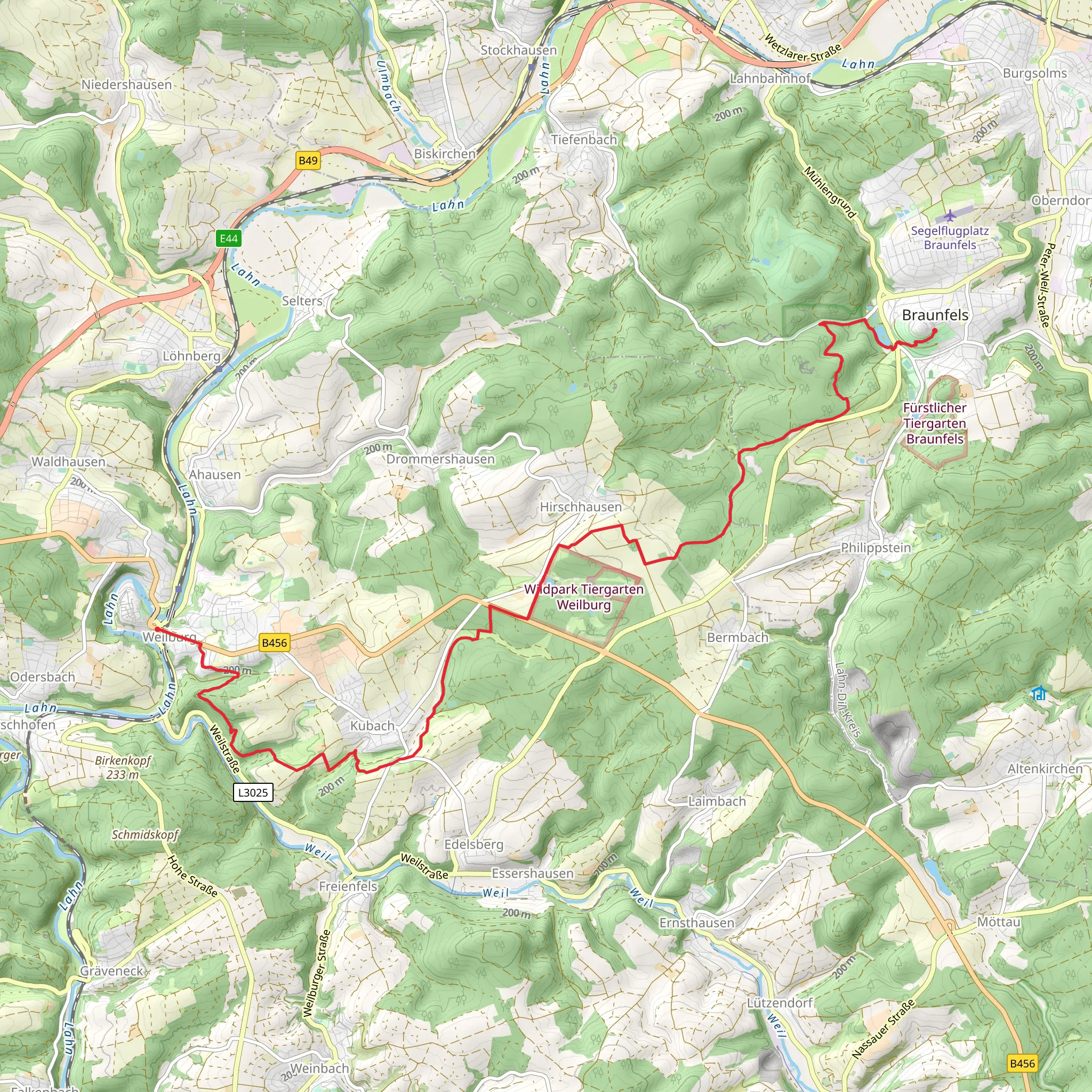 Braunfels to Weilburg Walk mobile static map