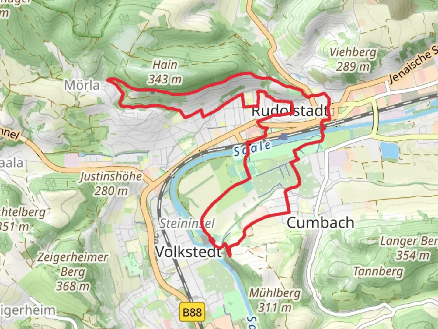 An image depicting the trail Schiller Wanderweg and its surrounding area.