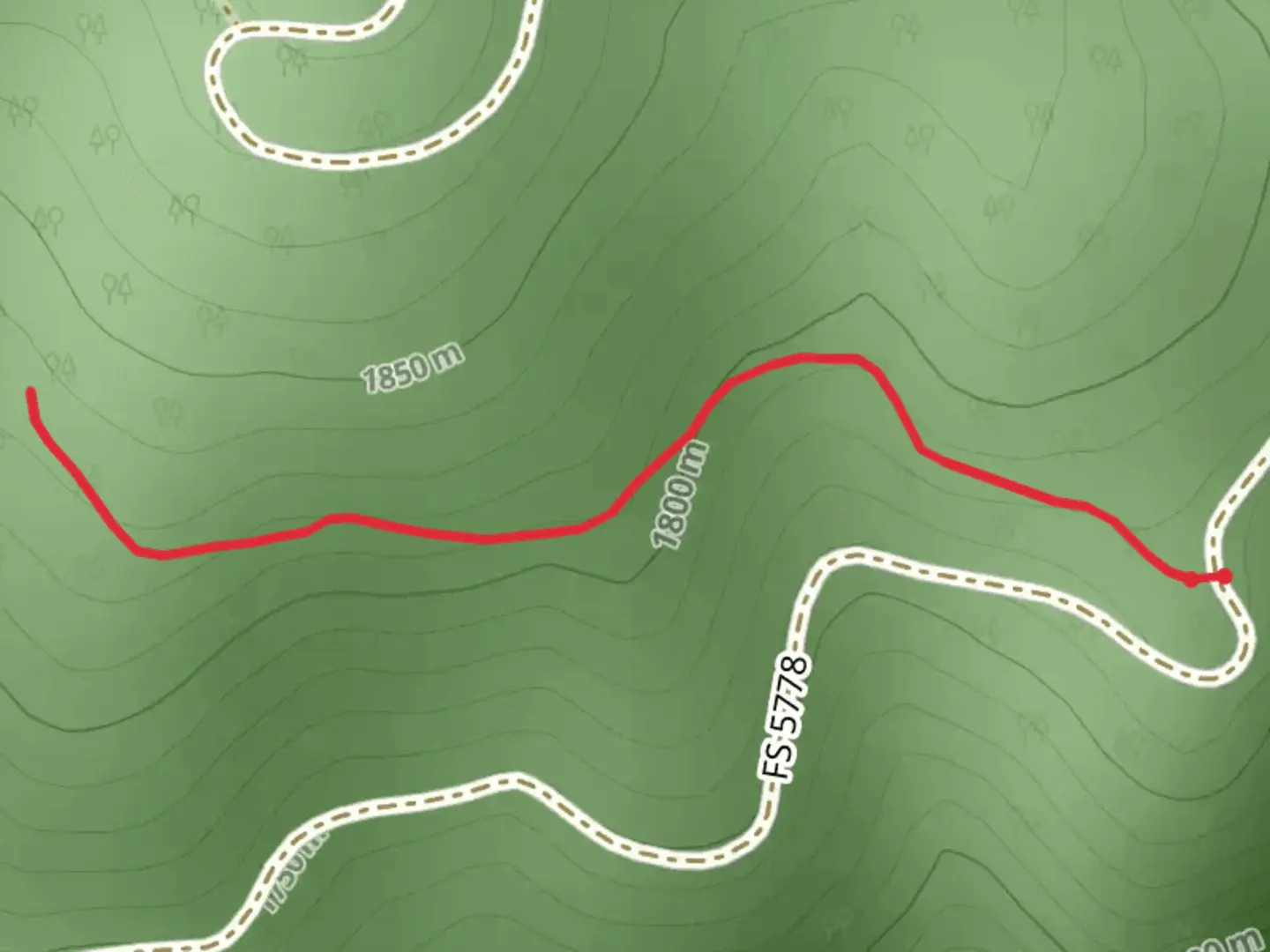 An image depicting the trail South of Tepee Point Trail and its surrounding area.
