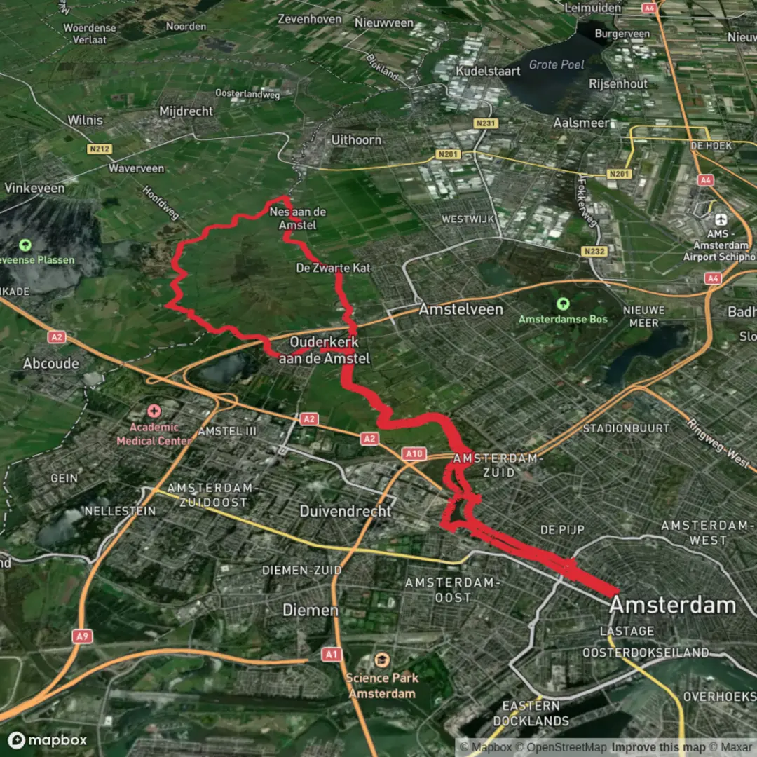 An image depicting the trail Amstel Big Loop and its surrounding area.