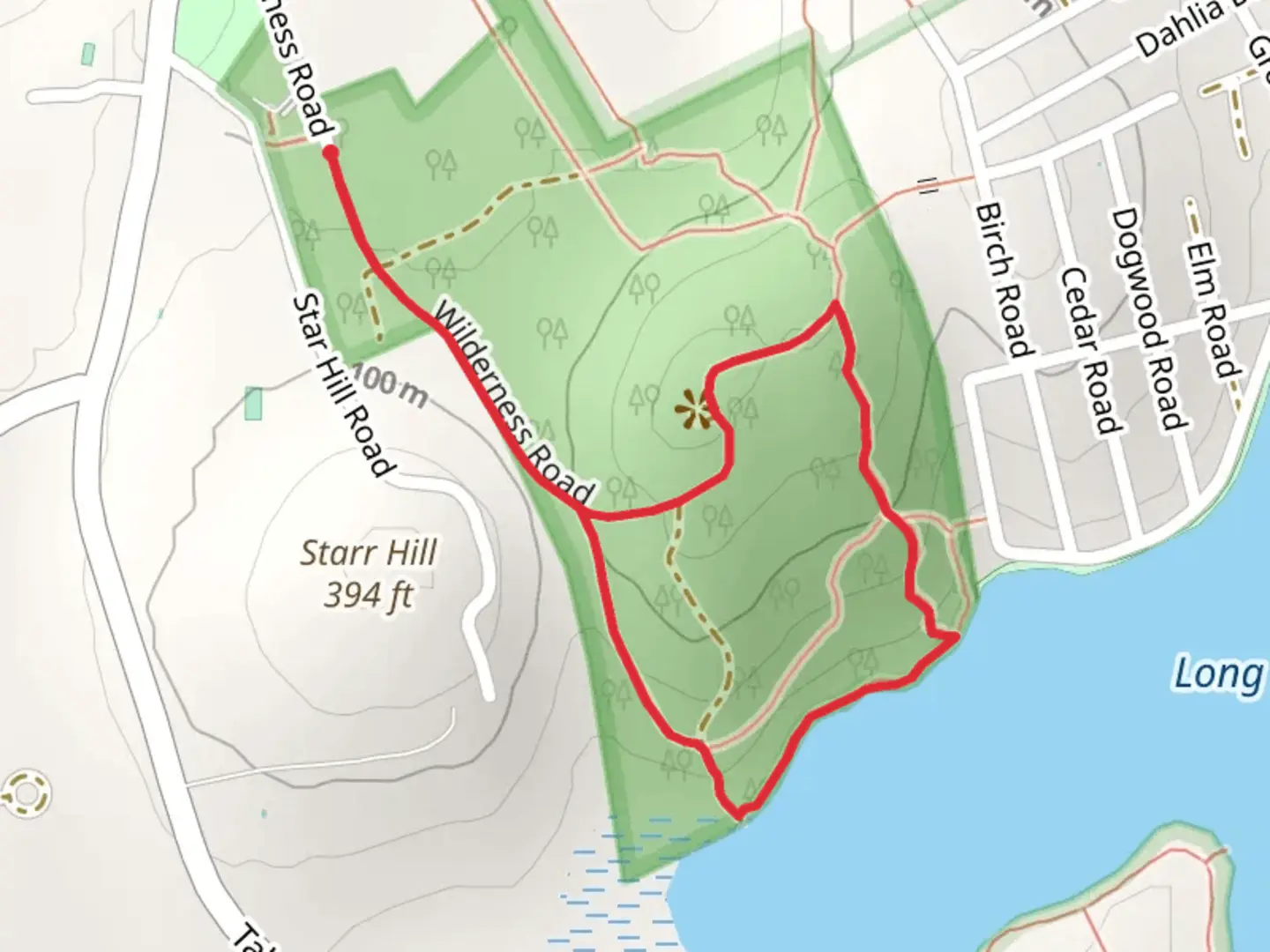 An image depicting the trail Wilderness Hill and Long Lake Loop and its surrounding area.