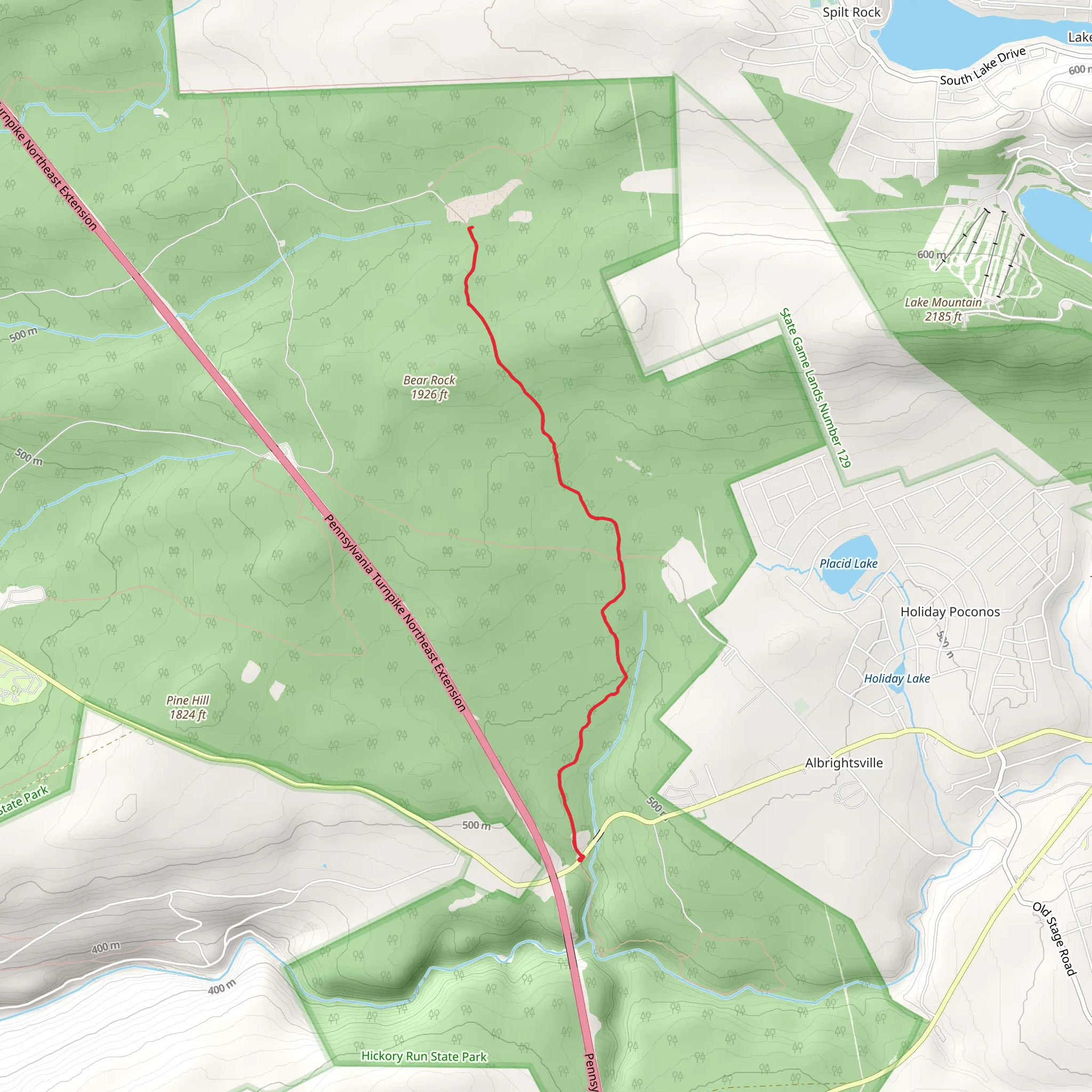 Chestnut Ridge via Hawk Run mobile static map