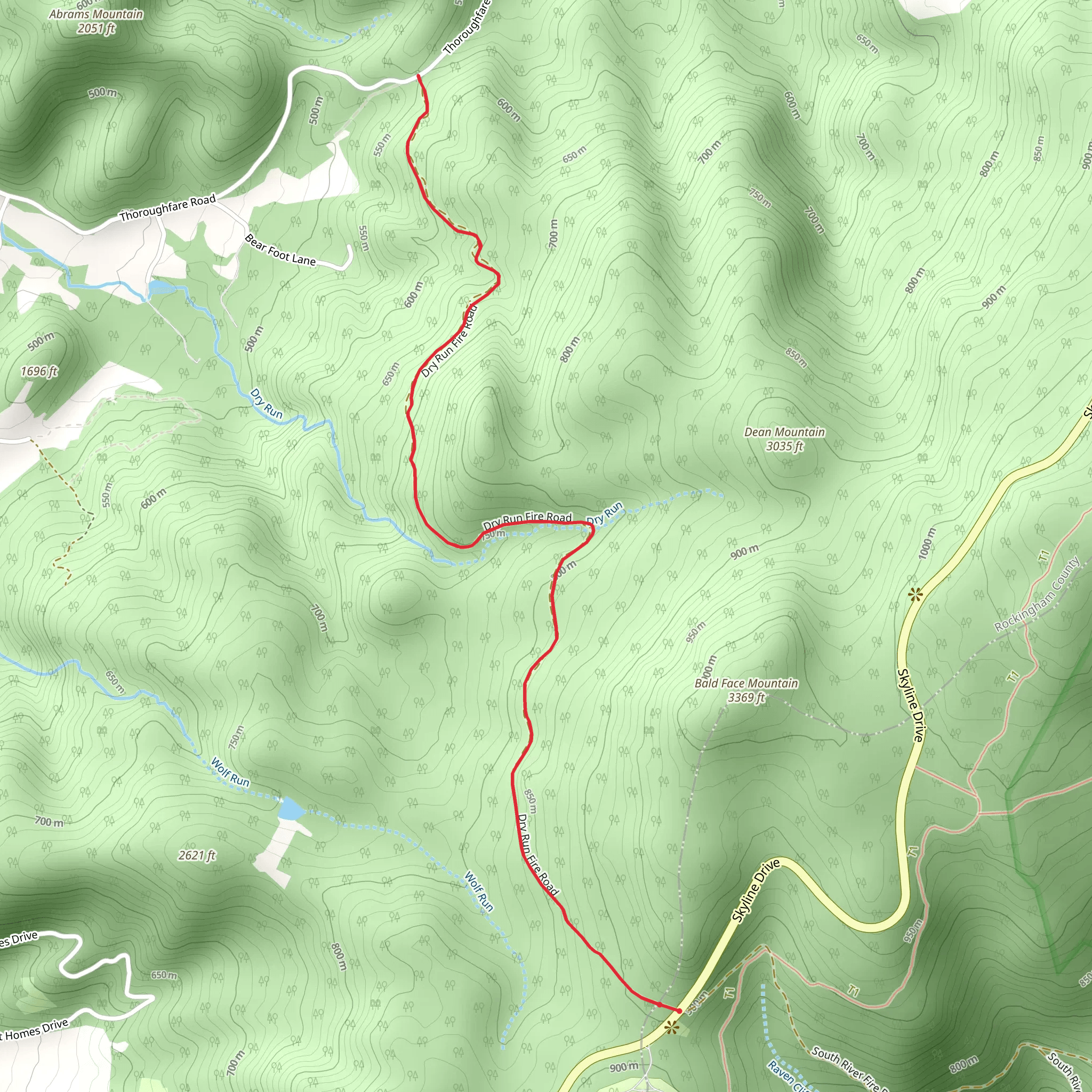 Dry Run Falls Trail mobile static map