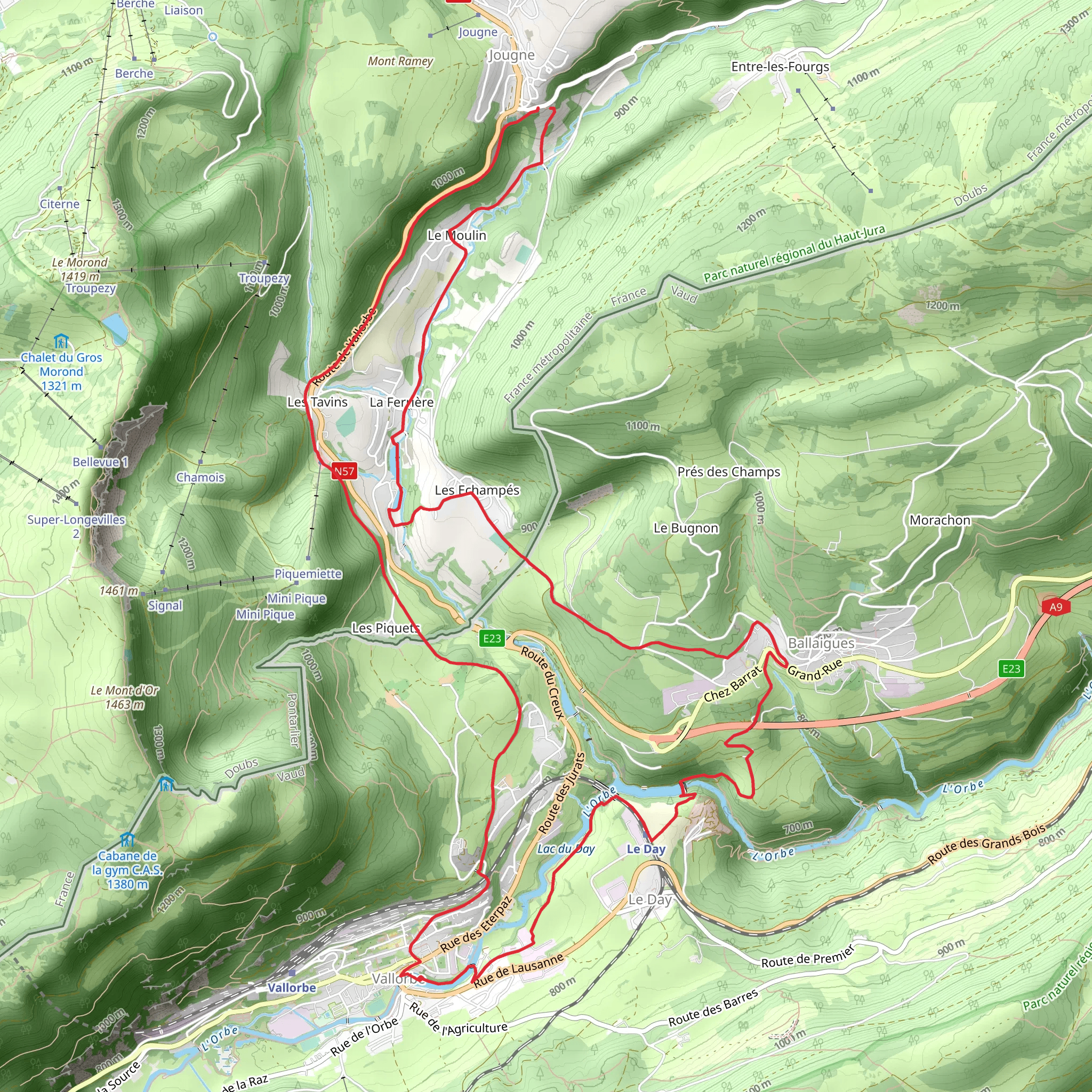 Vallorbe - Jougne Loop Trail mobile static map