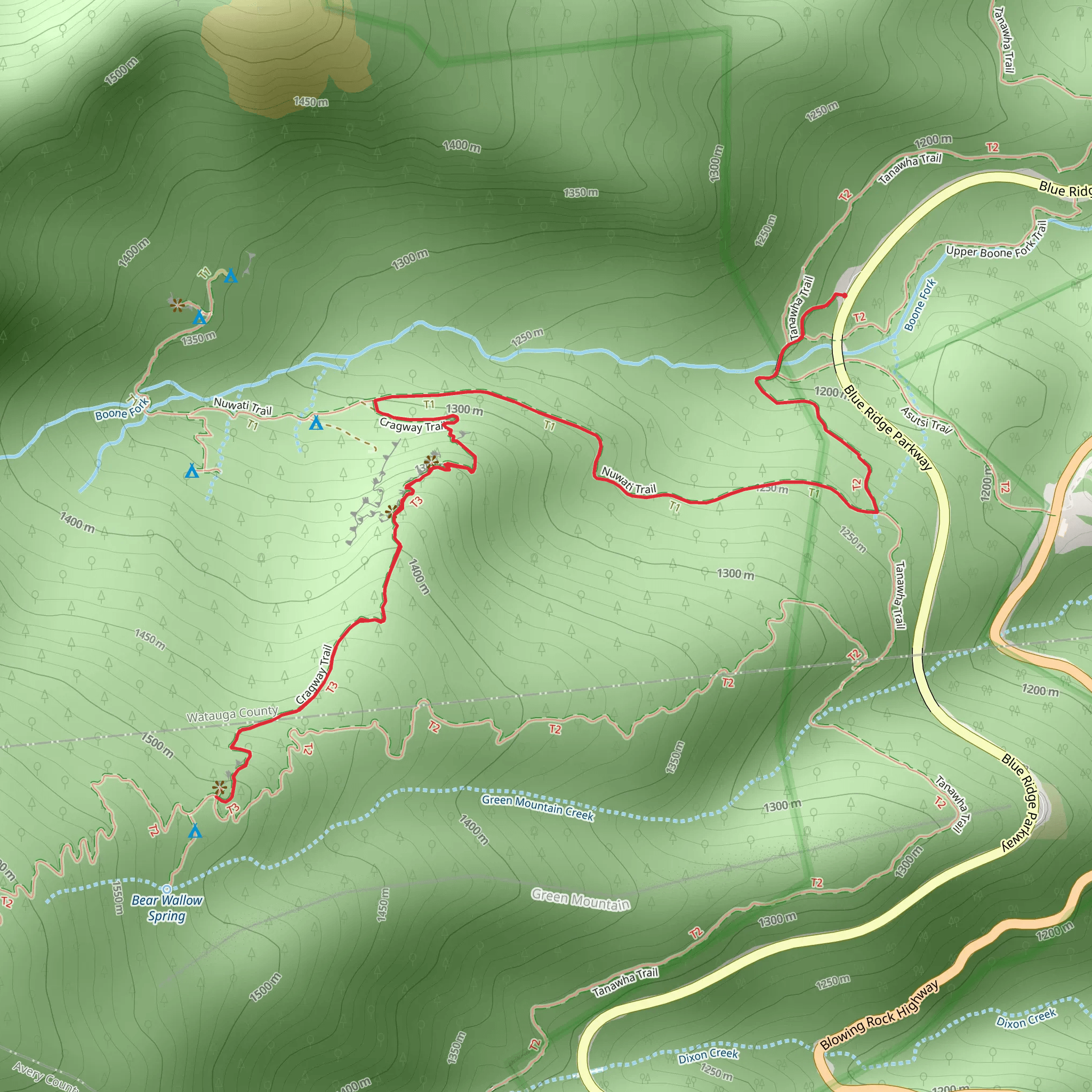 Nuwati and Cragway Trail mobile static map