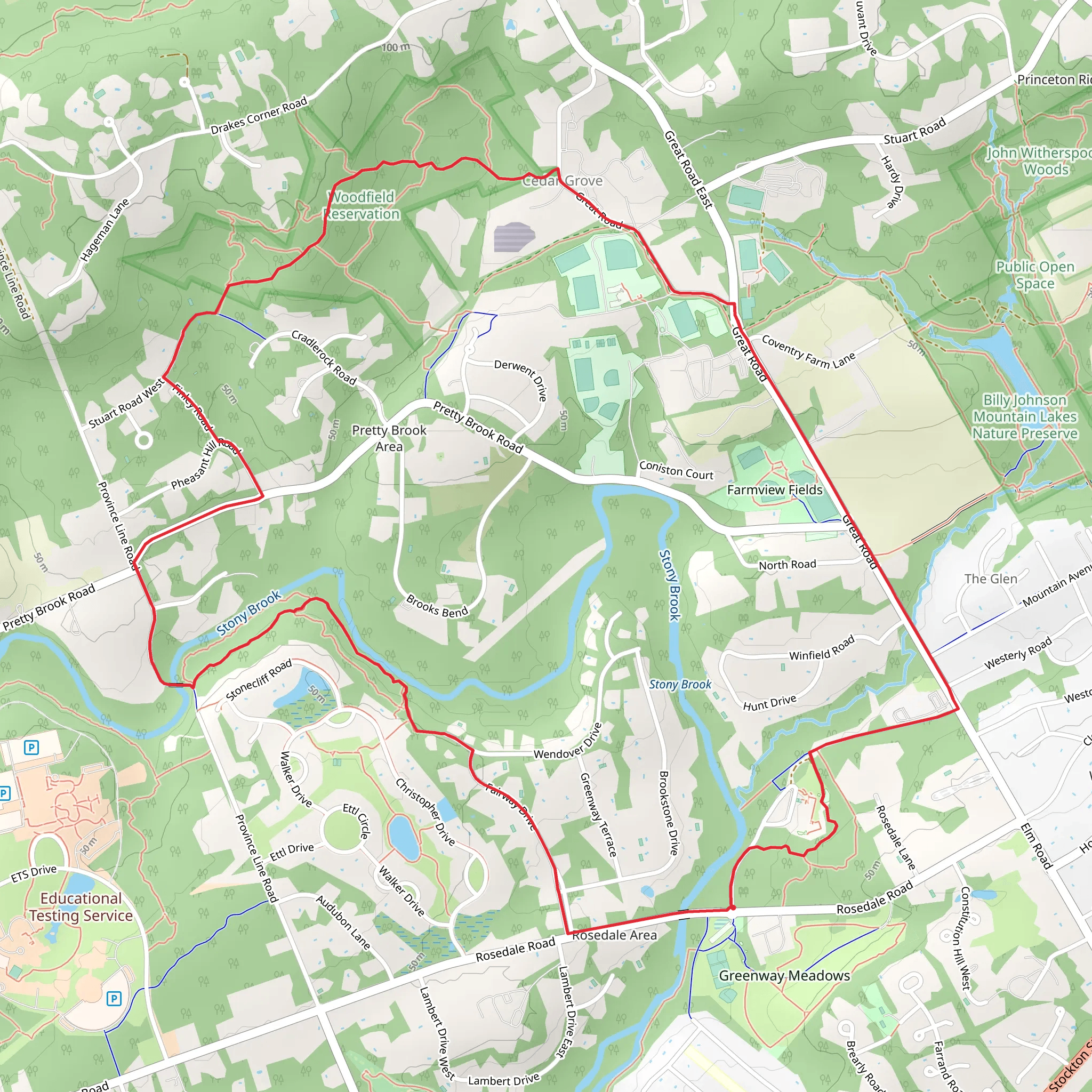 Ettl Farm, Great Road Stewart Trail and Johnson Trolley Line Loop mobile static map