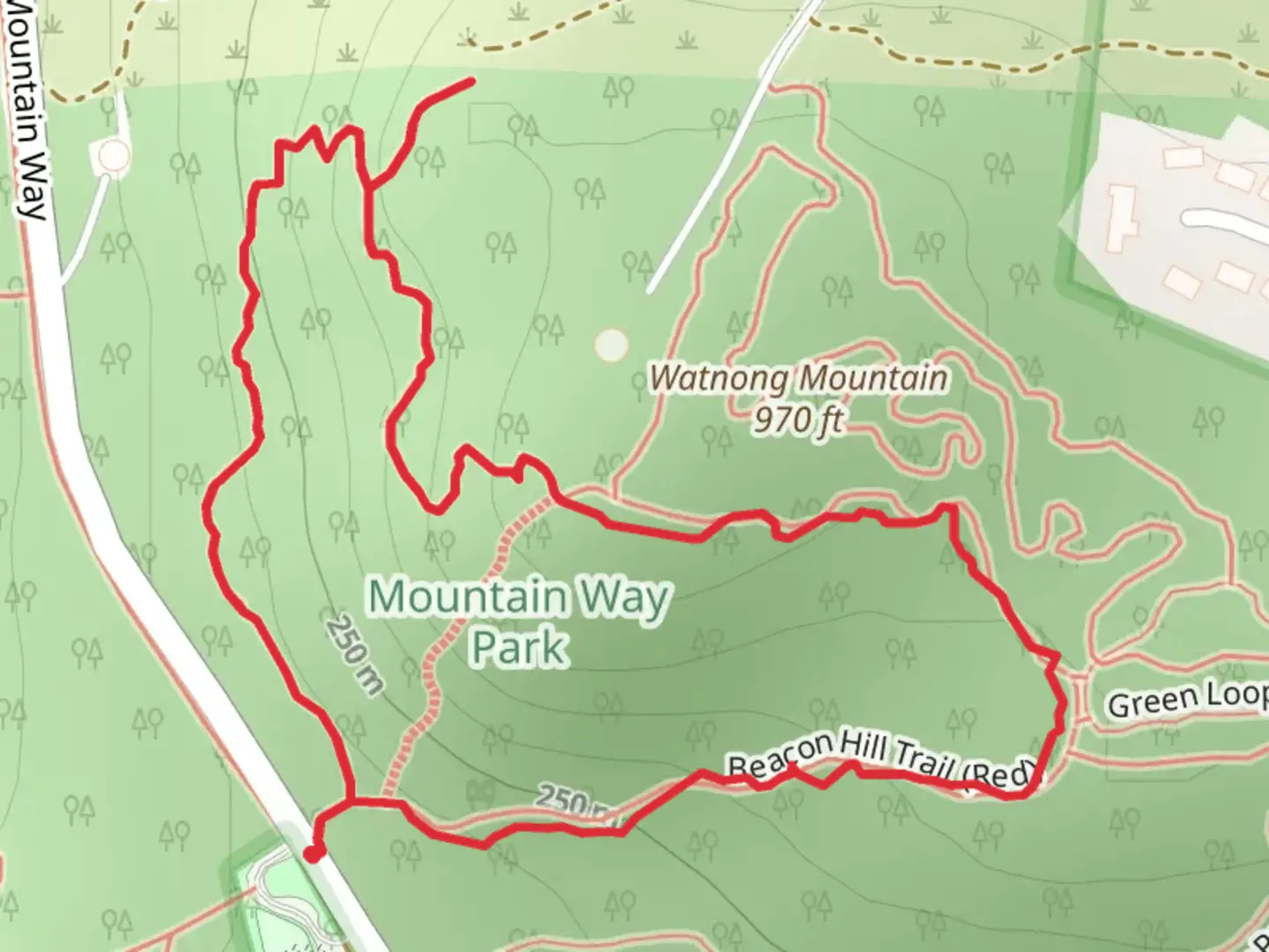 An image depicting the trail Watnong Mountain Loop and its surrounding area.