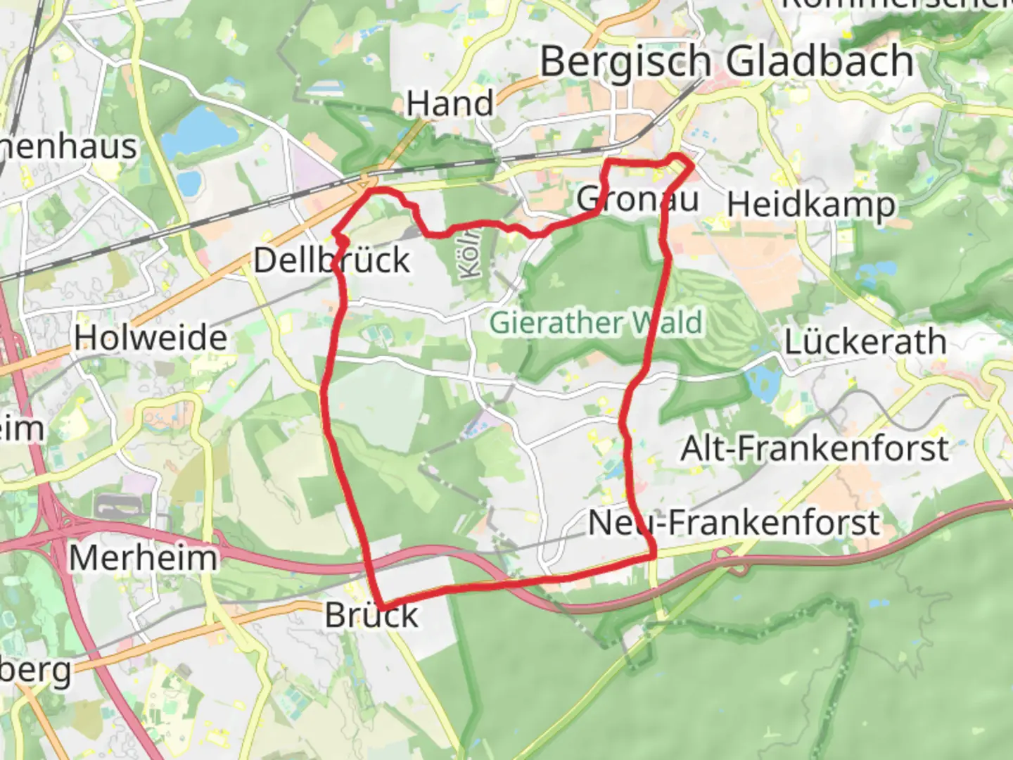 An image depicting the trail Refrath Loop and its surrounding area.