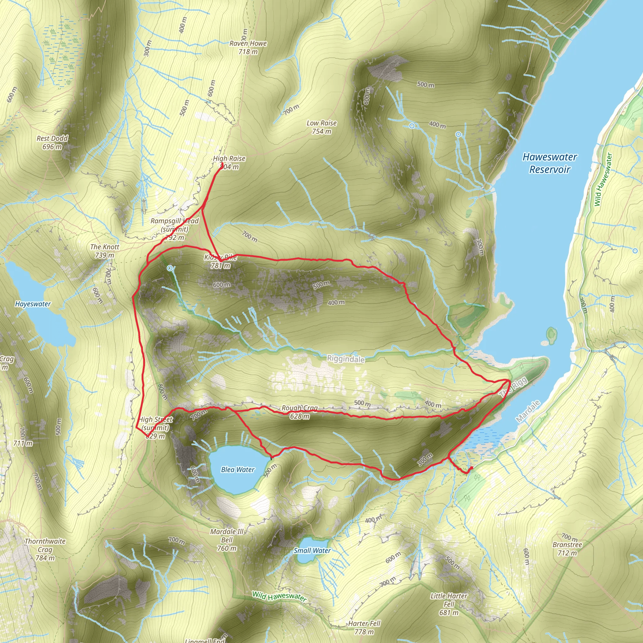Rampsgill Head and Kidsty Pike Loop from Mardale Head mobile static map