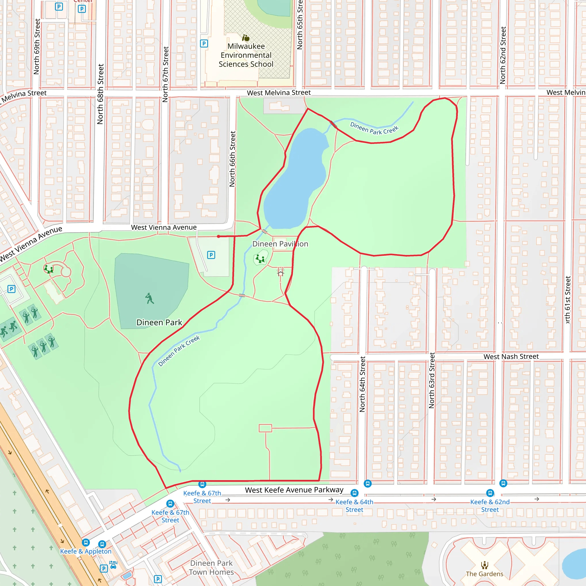 Dineen Park Loop mobile static map