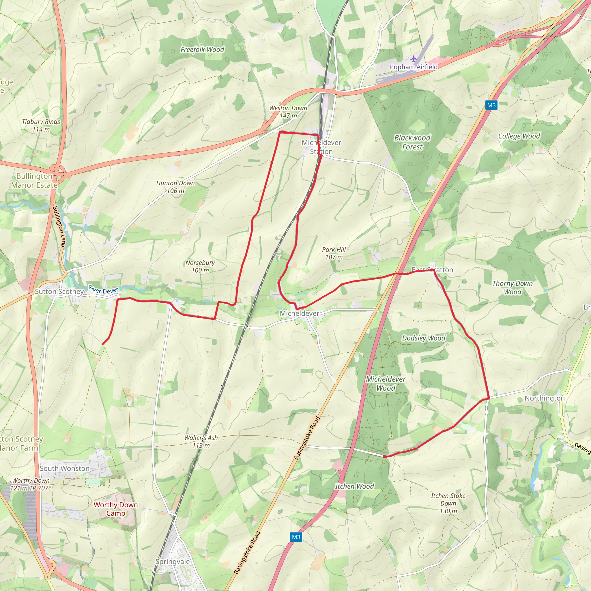 Micheldever Wood Walk and Stoke Charity Walk mobile static map