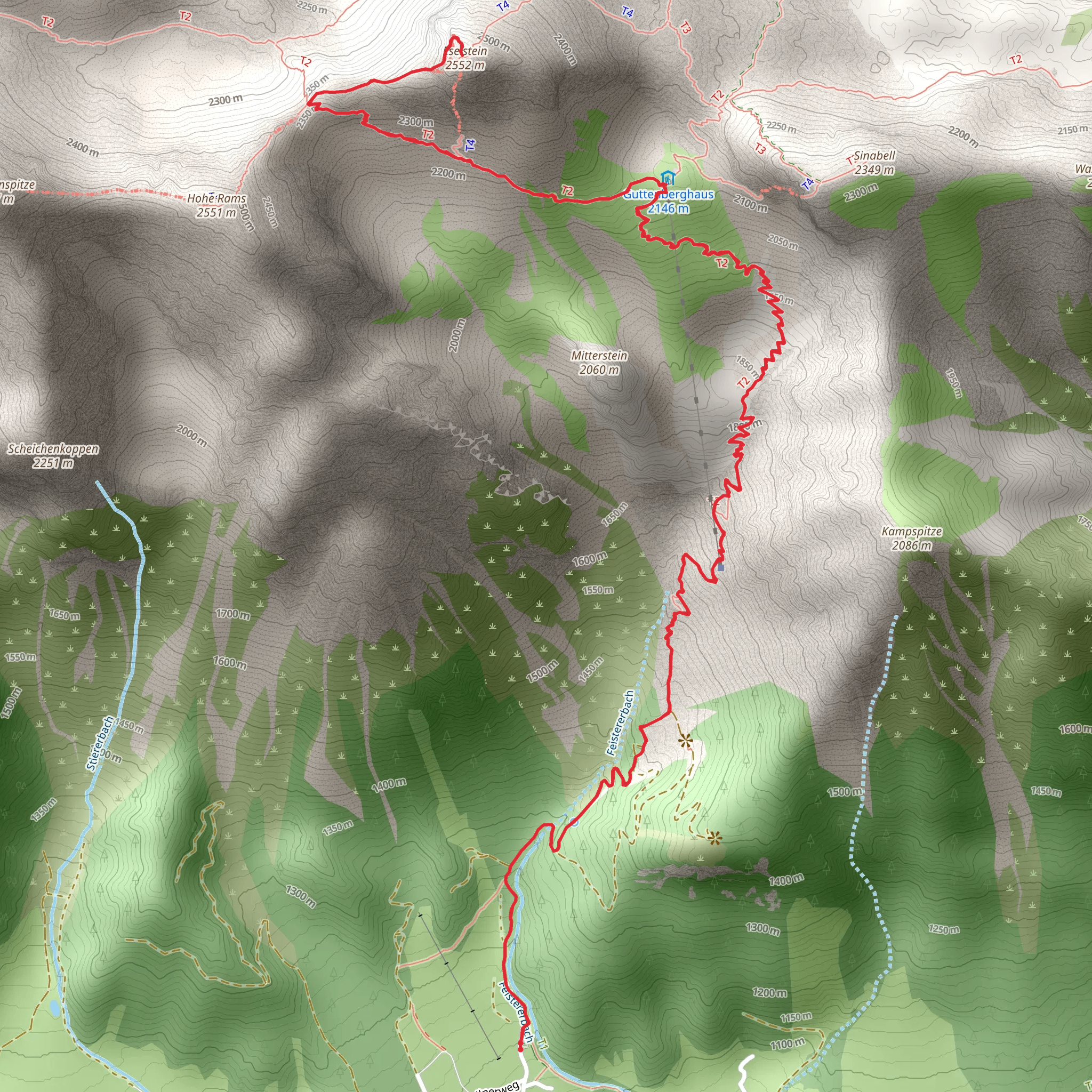 Klettersteig Eselstein Westwand mobile static map