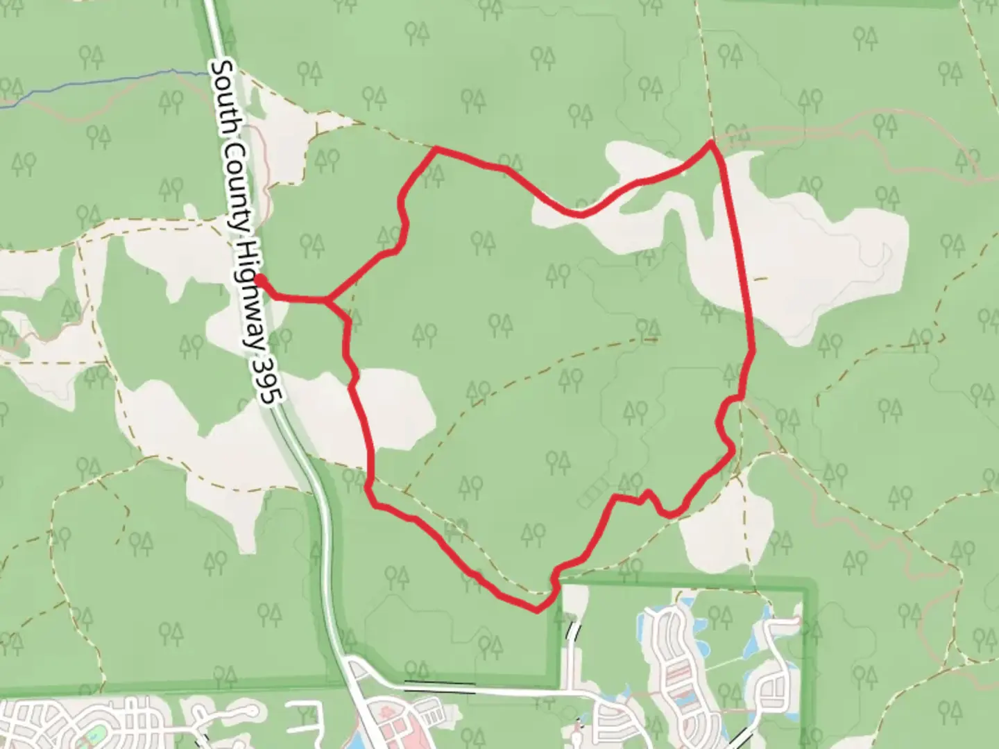 An image depicting the trail Orange and Point Washington State Forest Loop Trail and its surrounding area.