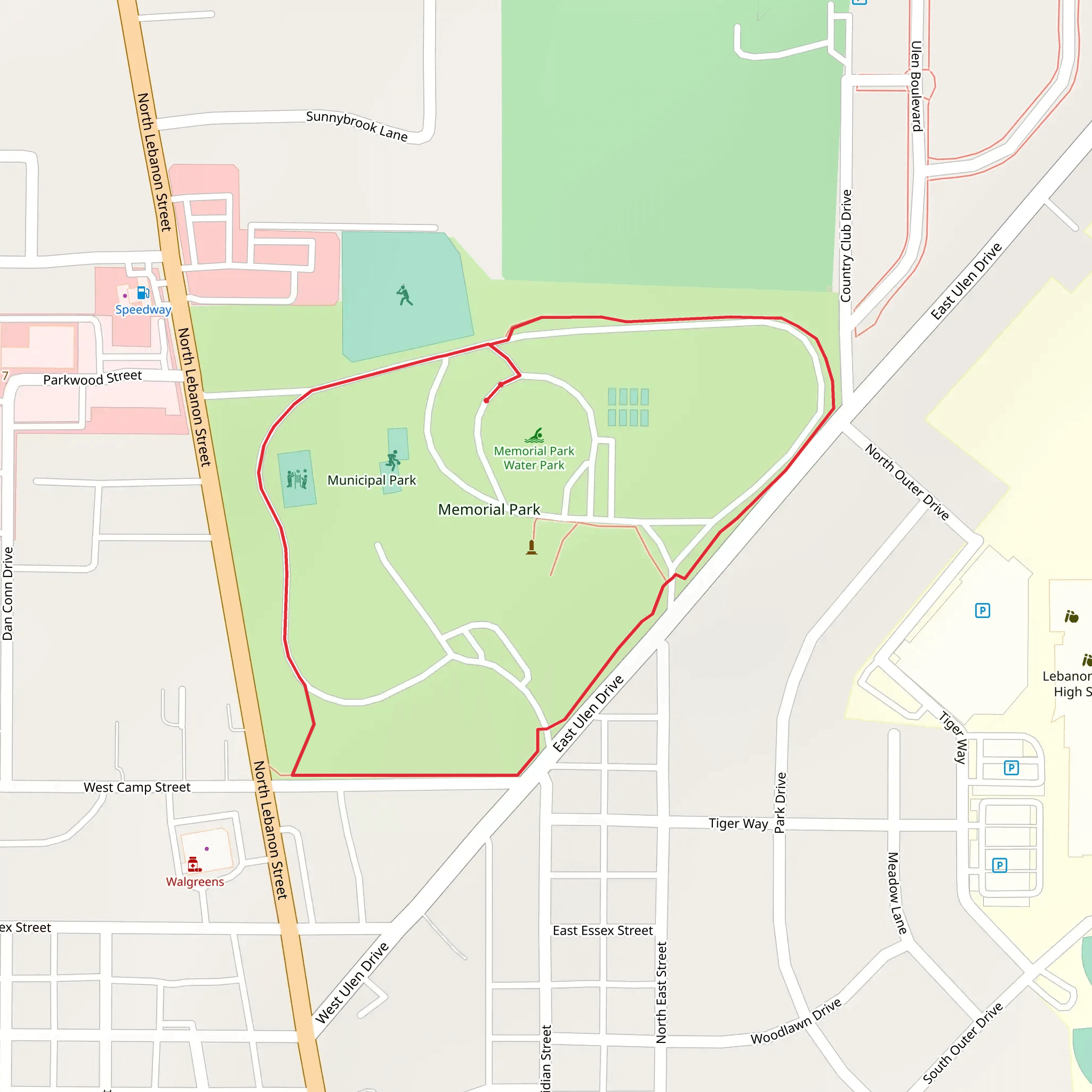Memorial Park Loop from County Club Road mobile static map