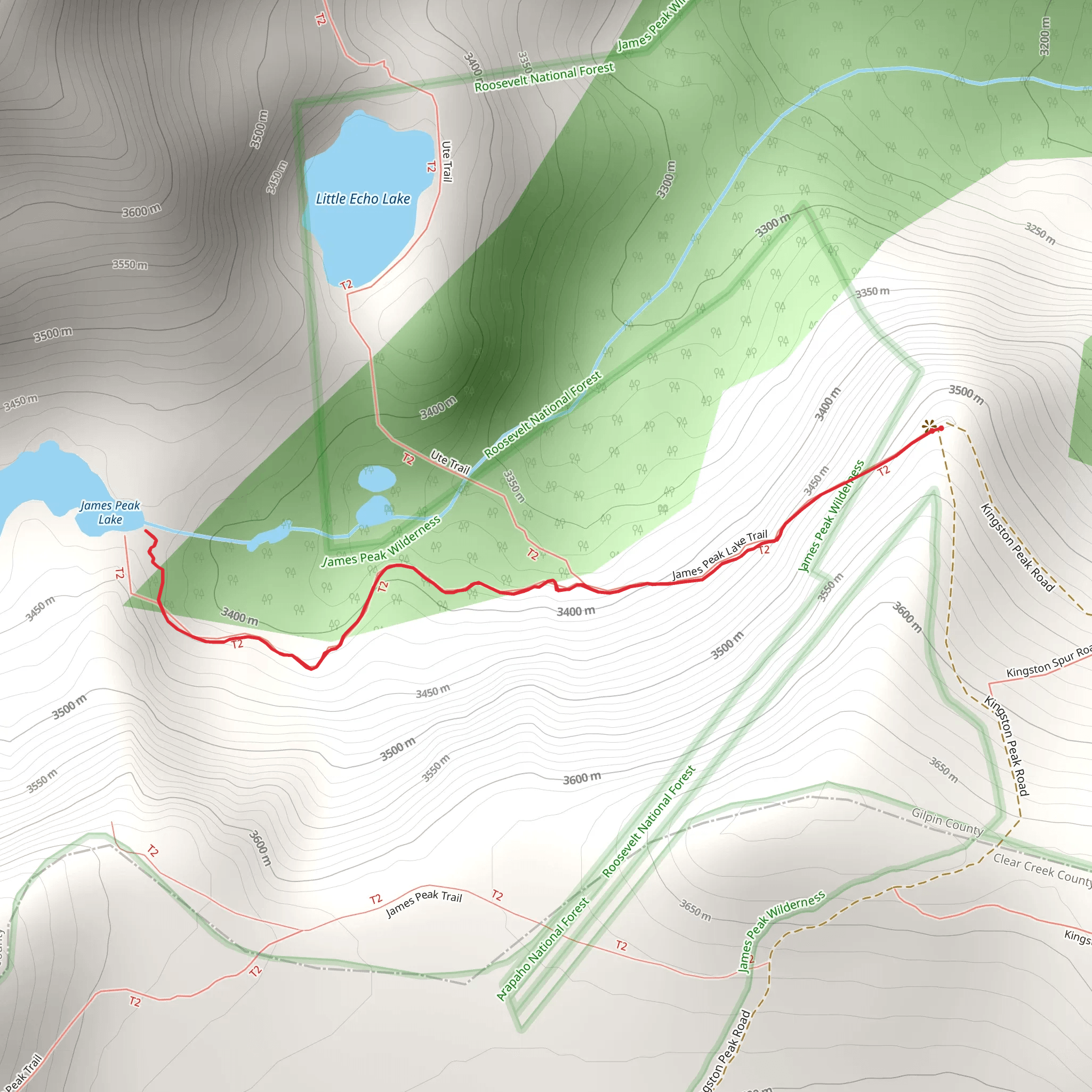 James Peak Lake Trail mobile static map