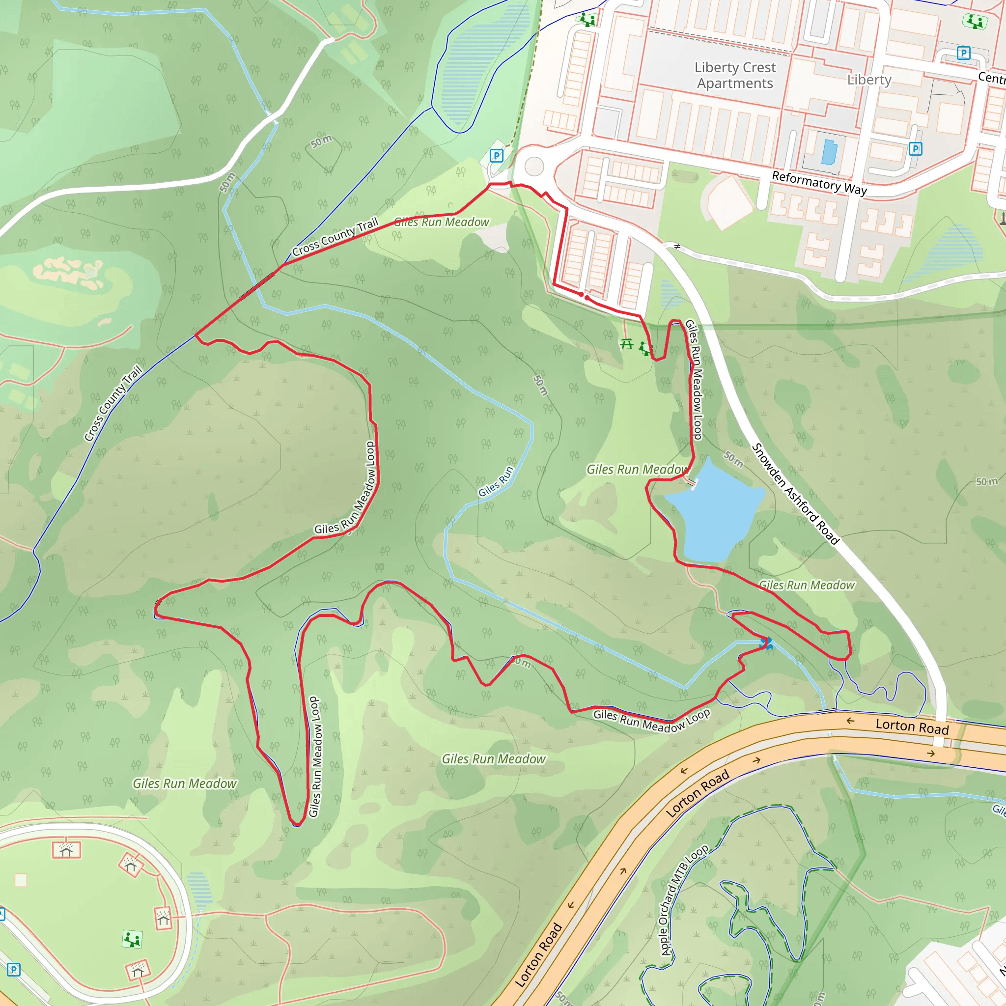Giles Run Meadow Loop mobile static map