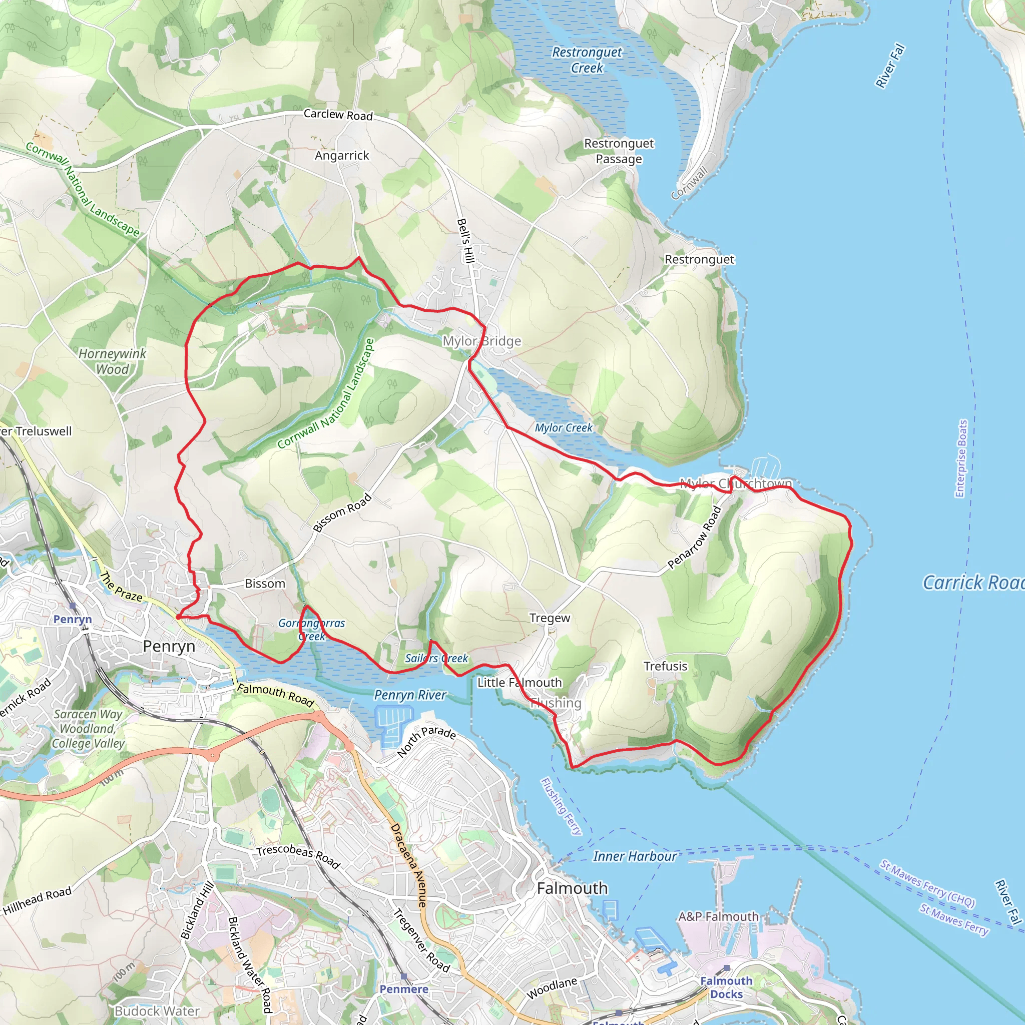 Mylor Bridge and Penryn Loop mobile static map