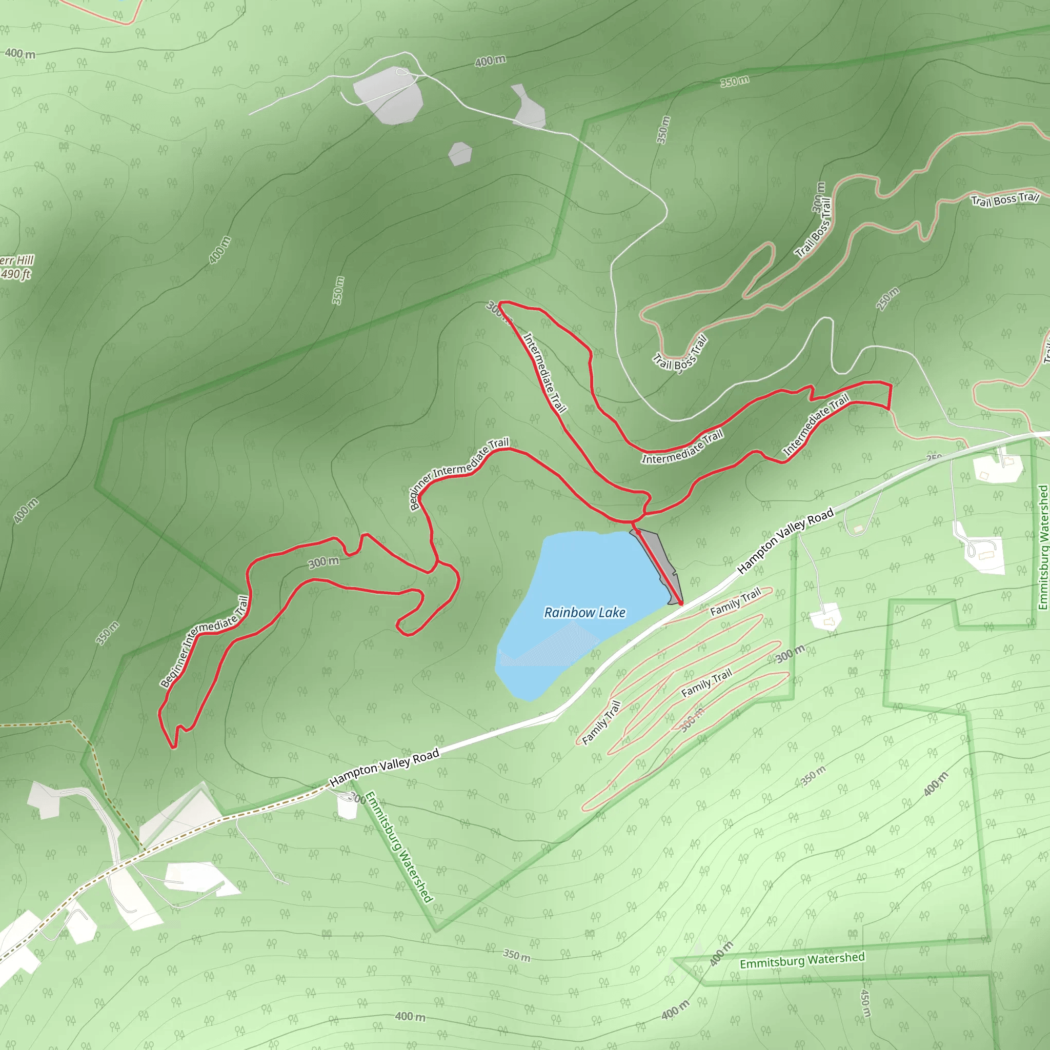 Beginner Intermediate Trail and Intermiediate Trail mobile static map
