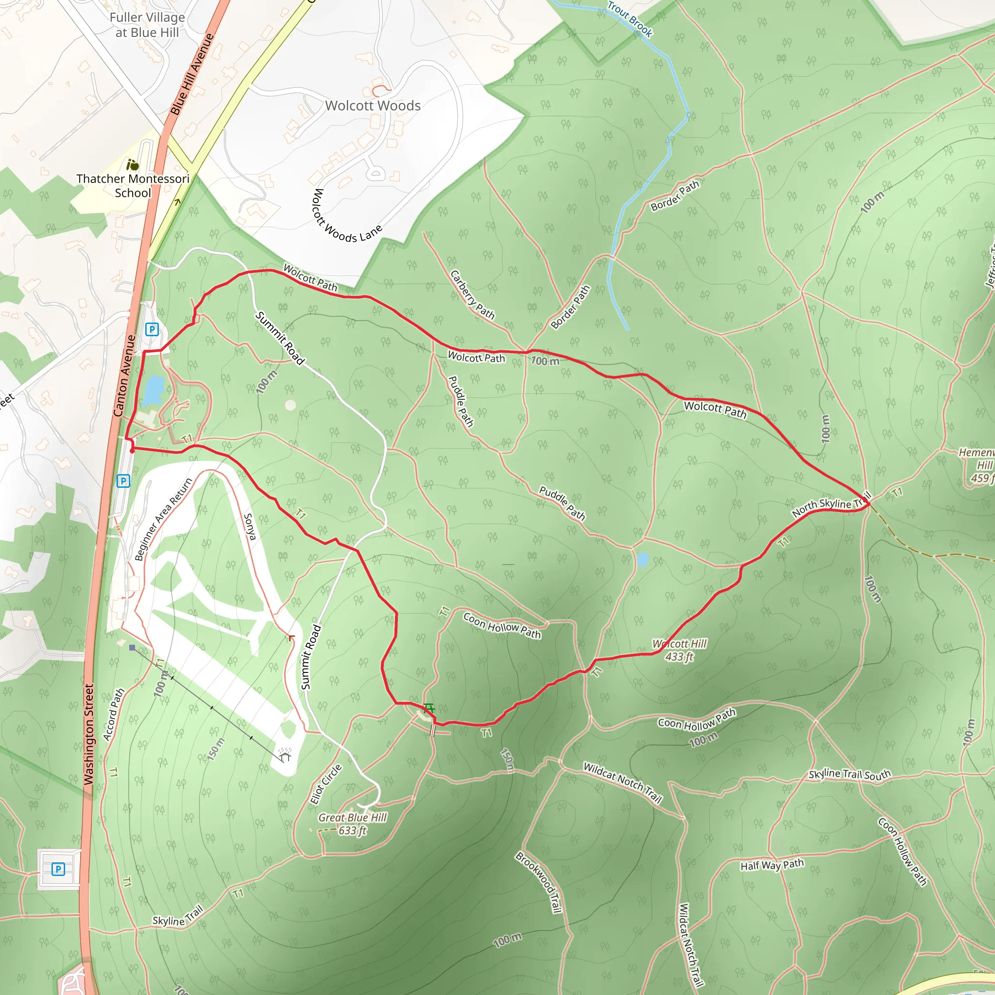 Wolcott Hill Loop Trail mobile static map