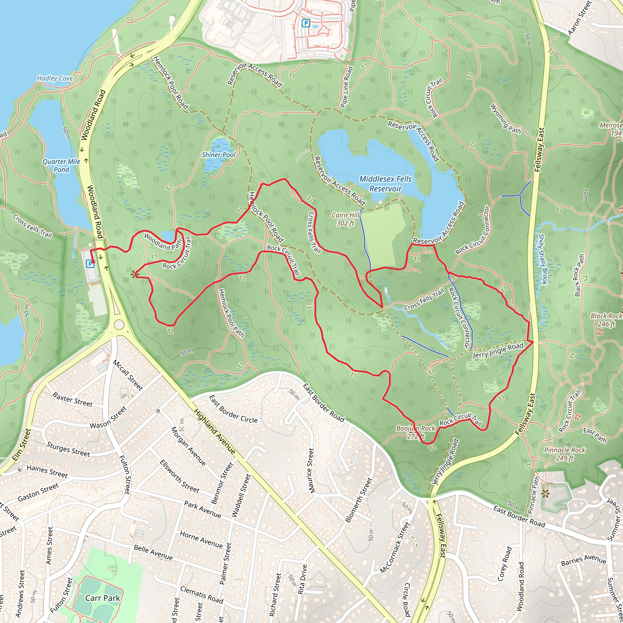 Cairn Hill and Boojum Rock Loop via Rock Circuit Trail mobile static map