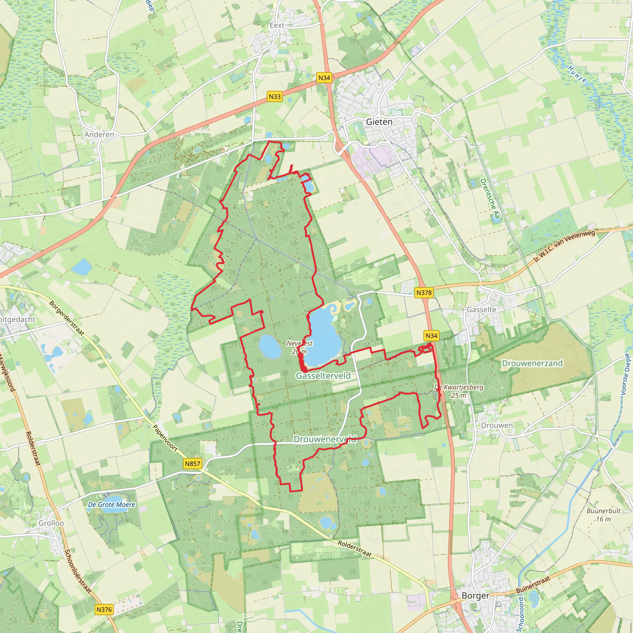 Boswachterij Gieten Borger Loop mobile static map