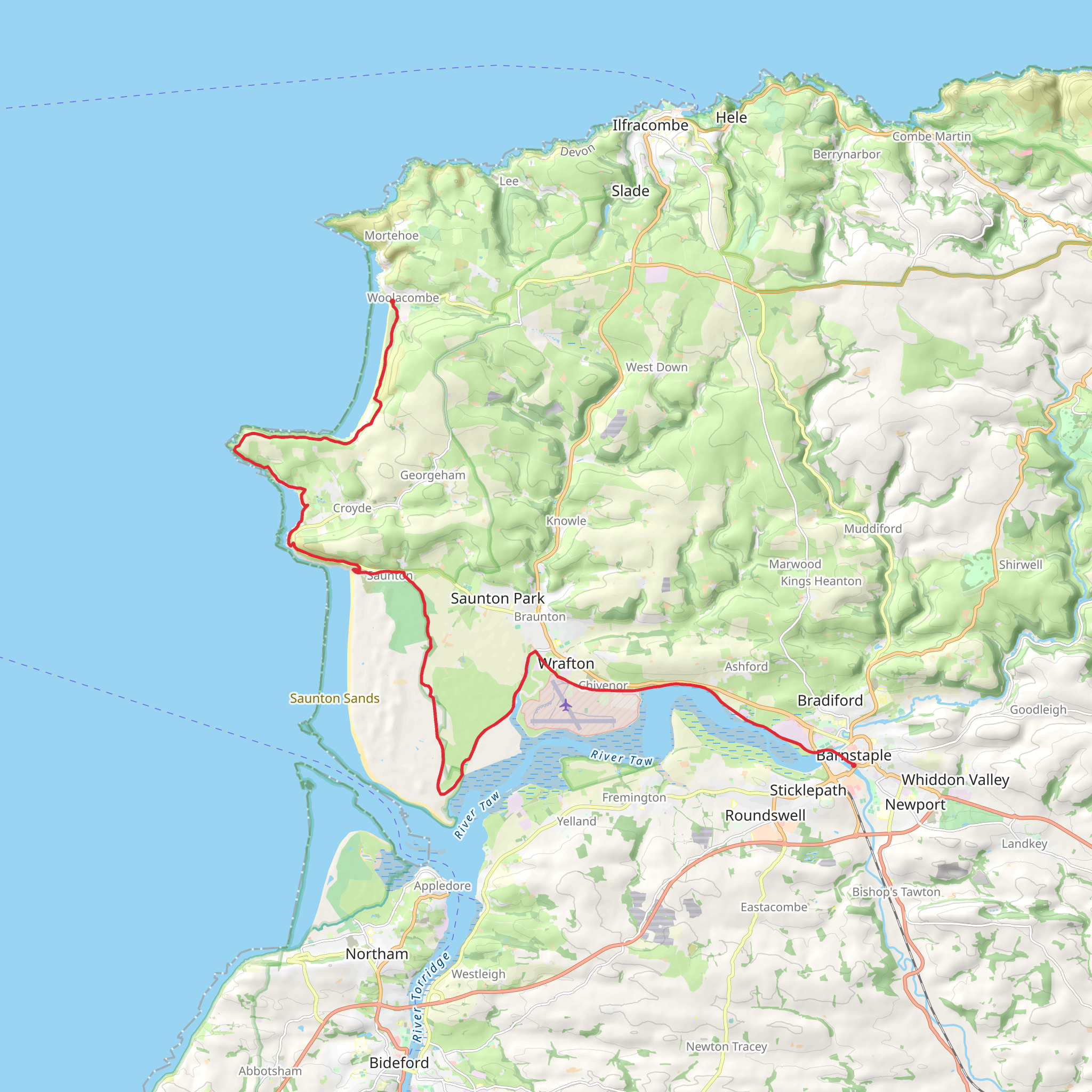 Woolacombe Beach and Crow point mobile static map