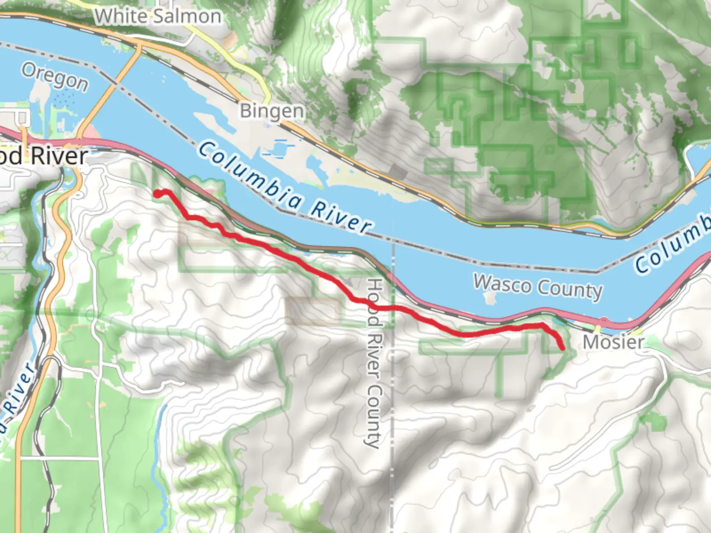 An image depicting the trail Historic Columbia River Highway State Trail Out and Back and its surrounding area.