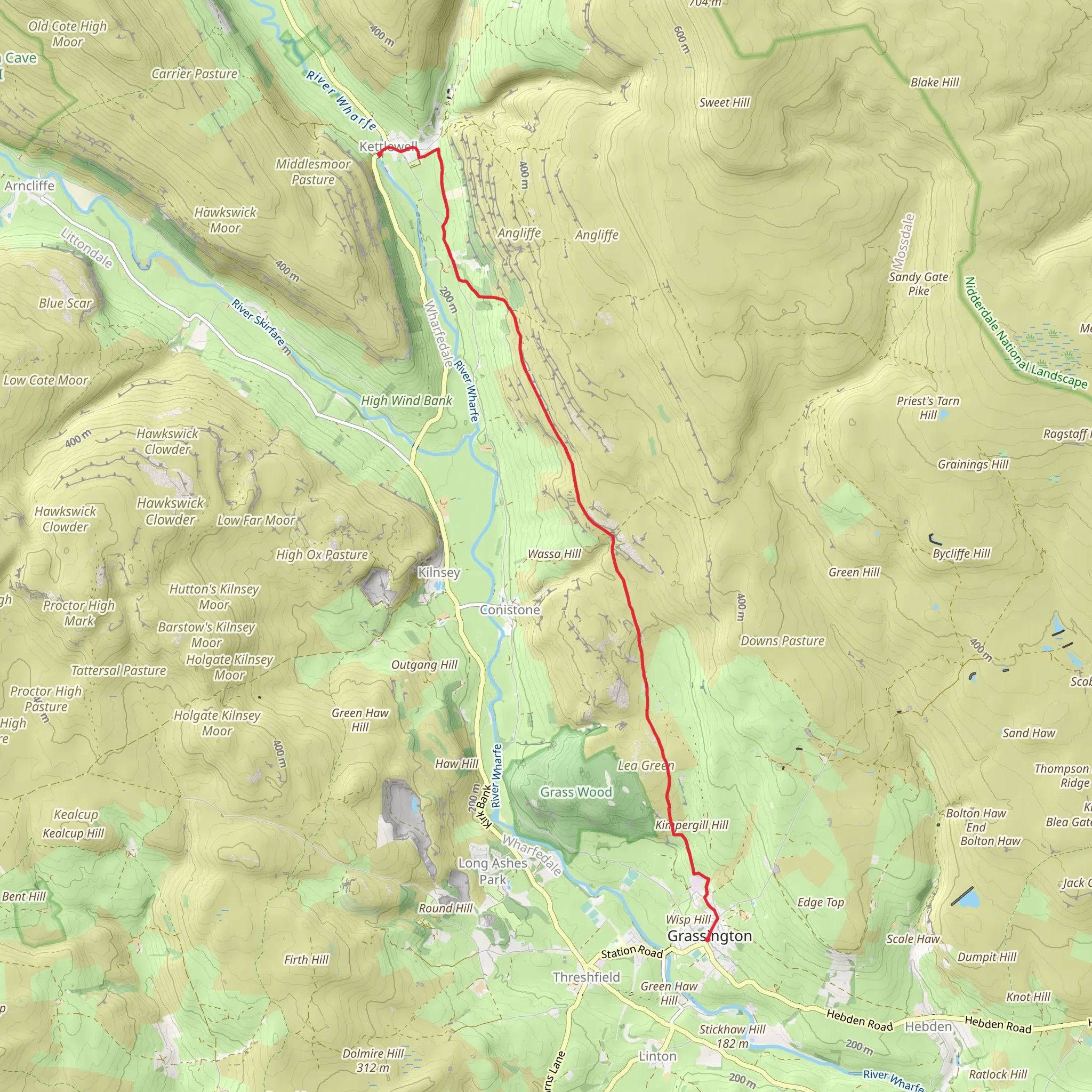 Kettlewell to Grassington Walk mobile static map
