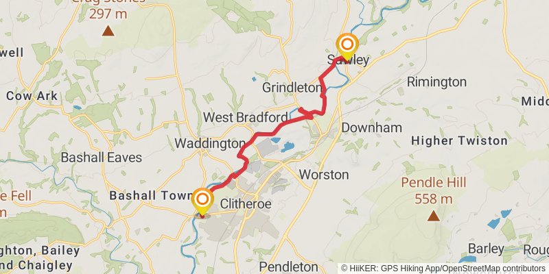 Upholland to Sawley Abbey Walk stage 6 Map