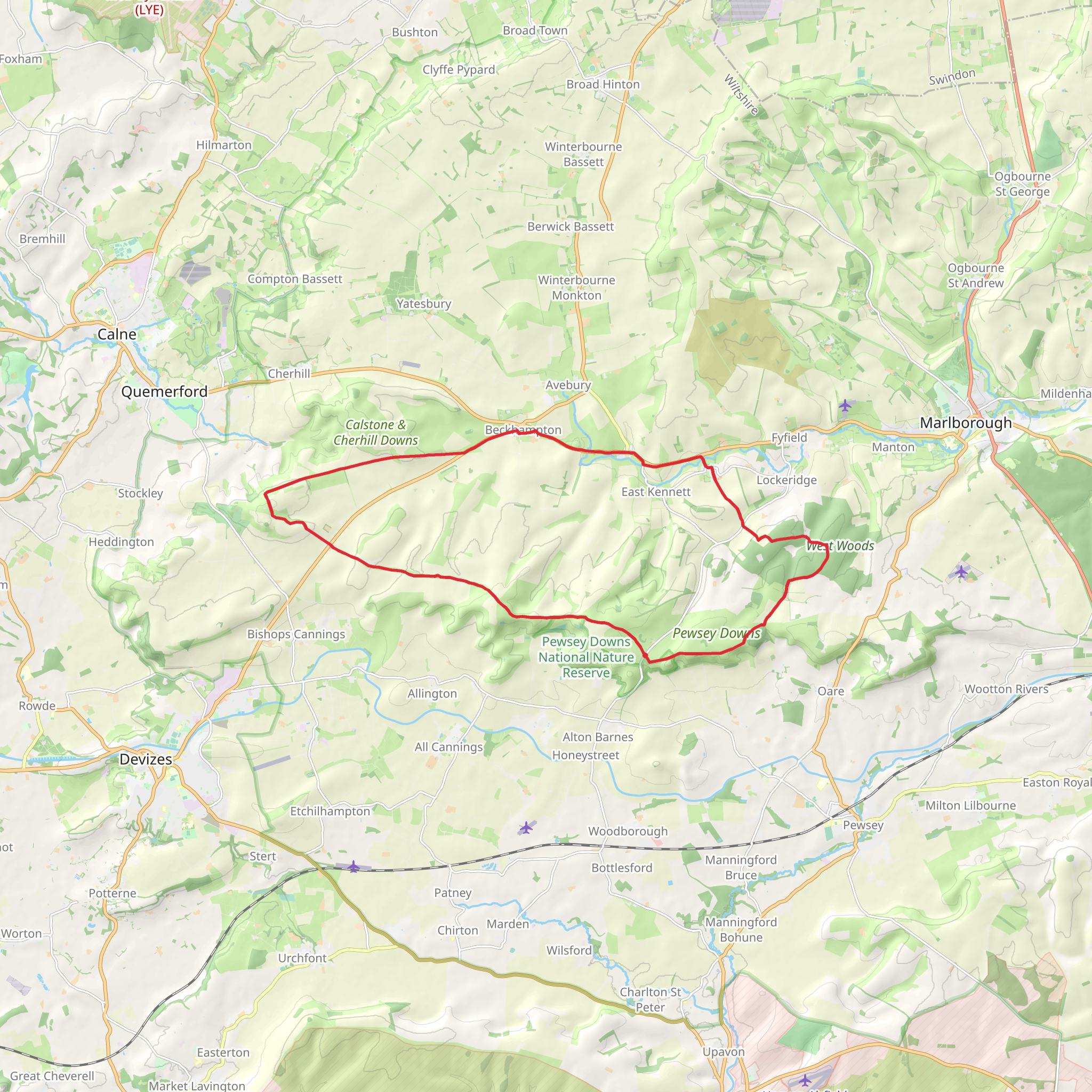 New Town and Beckhampton Loop mobile static map