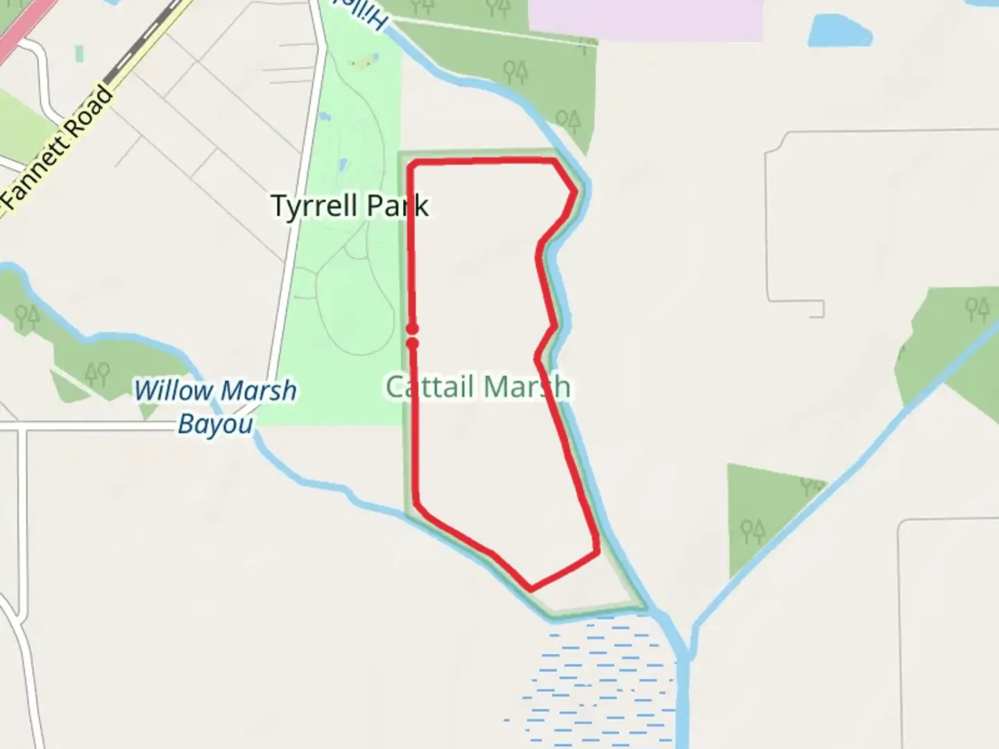 An image depicting the trail Tyrrell Park Loop Hike and its surrounding area.