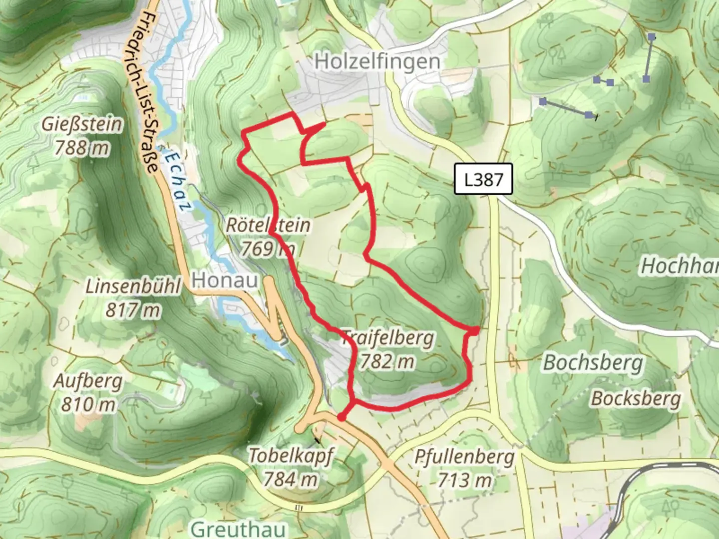 An image depicting the trail Locherstein and Rötelstein Loop from Traifelberg and its surrounding area.