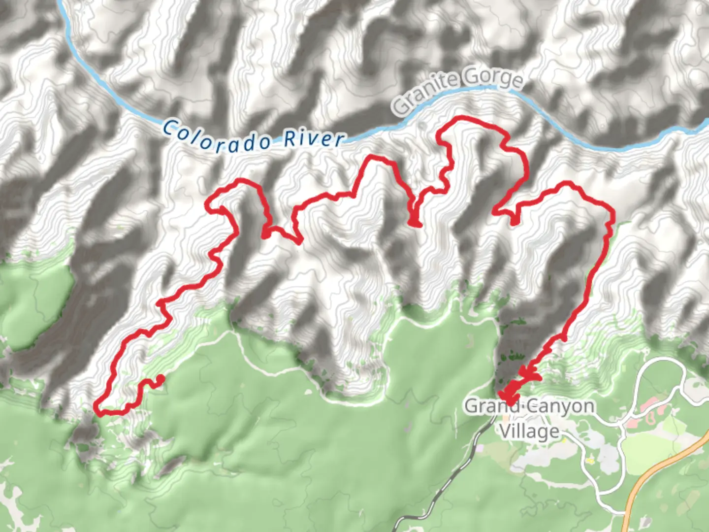 An image depicting the trail Hermit, Tonto, Bright Angel Trail and its surrounding area.