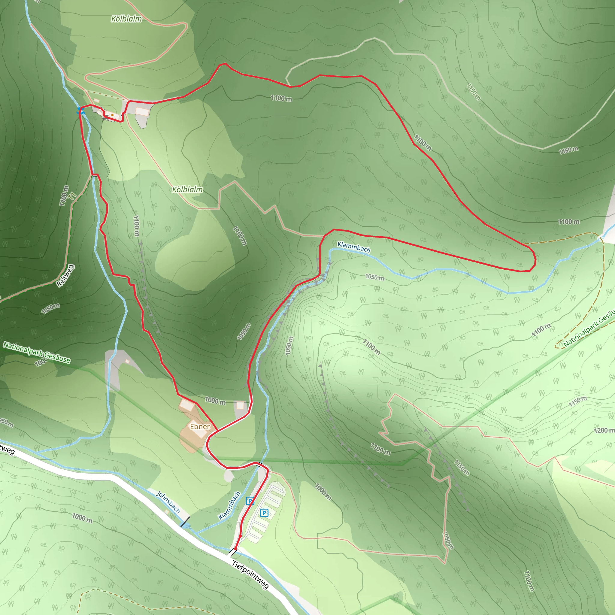 Via the Ebnerbauer to the Kölblalm mobile static map