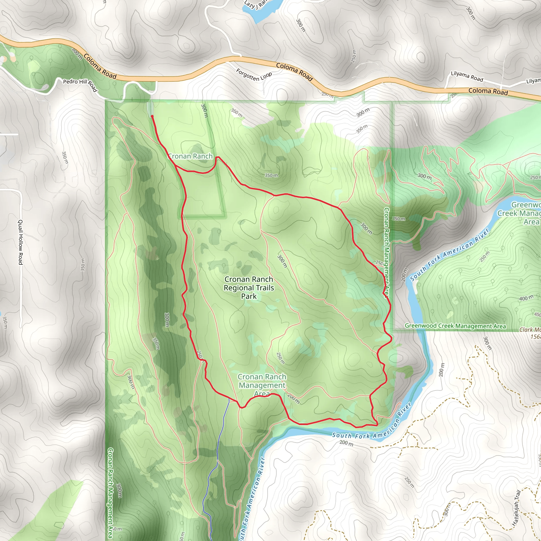 Down and Up Trail and Cronan Ranch Road Loop mobile static map