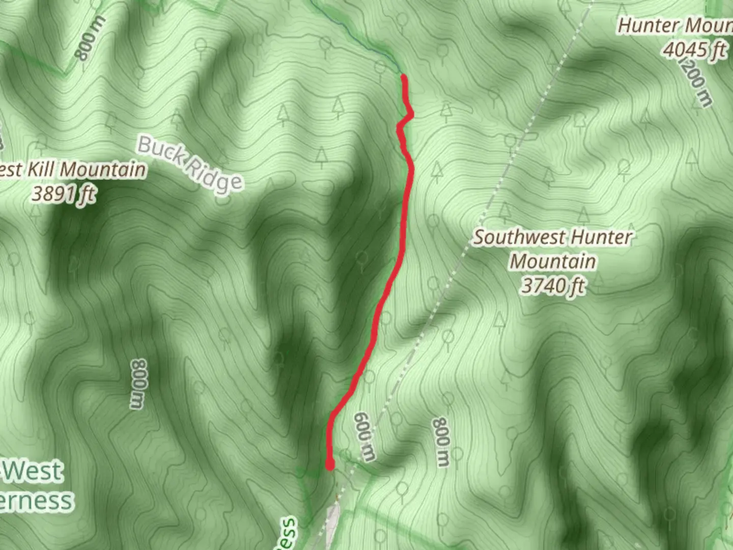 An image depicting the trail Diamond Notch from Diamond Notch Road and its surrounding area.