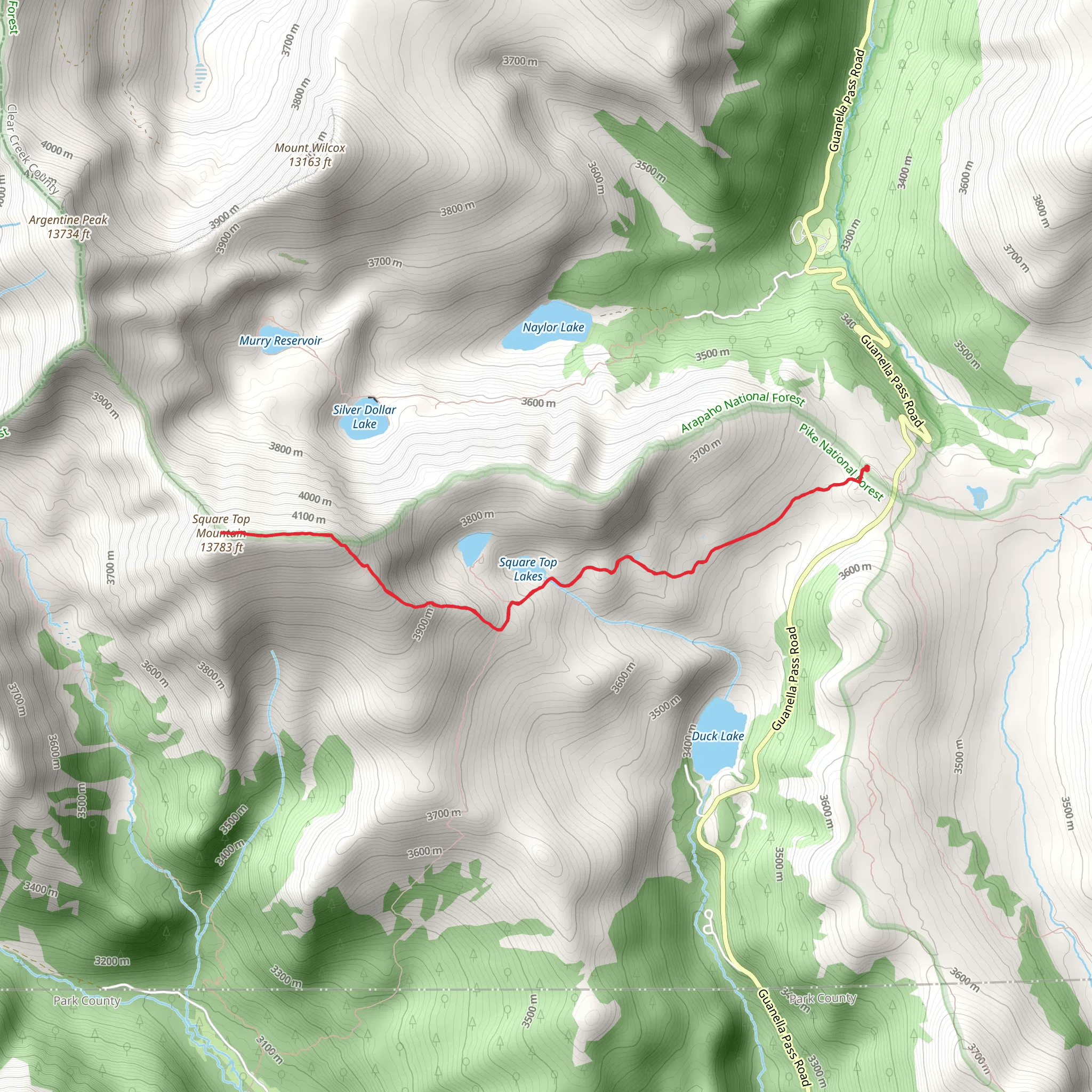 Square Top Mountain via South Park Trail mobile static map