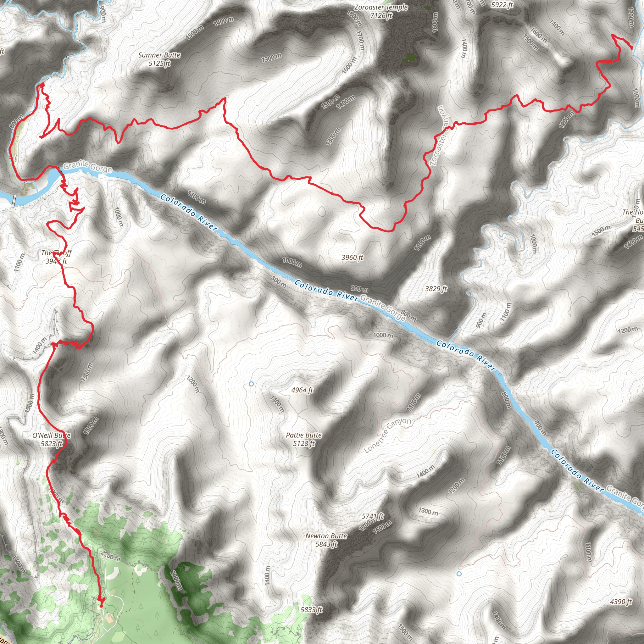 Clear Creek Trail via South Kaibab Trail mobile static map