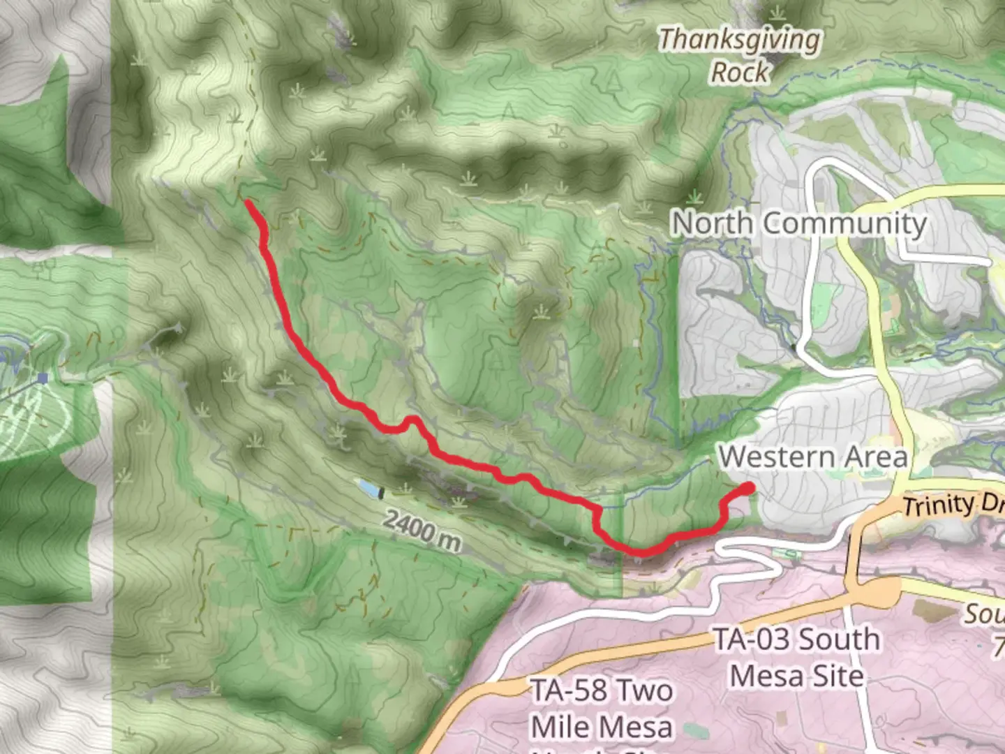 An image depicting the trail Satch Cowan Trail and Quemazon Trail and its surrounding area.