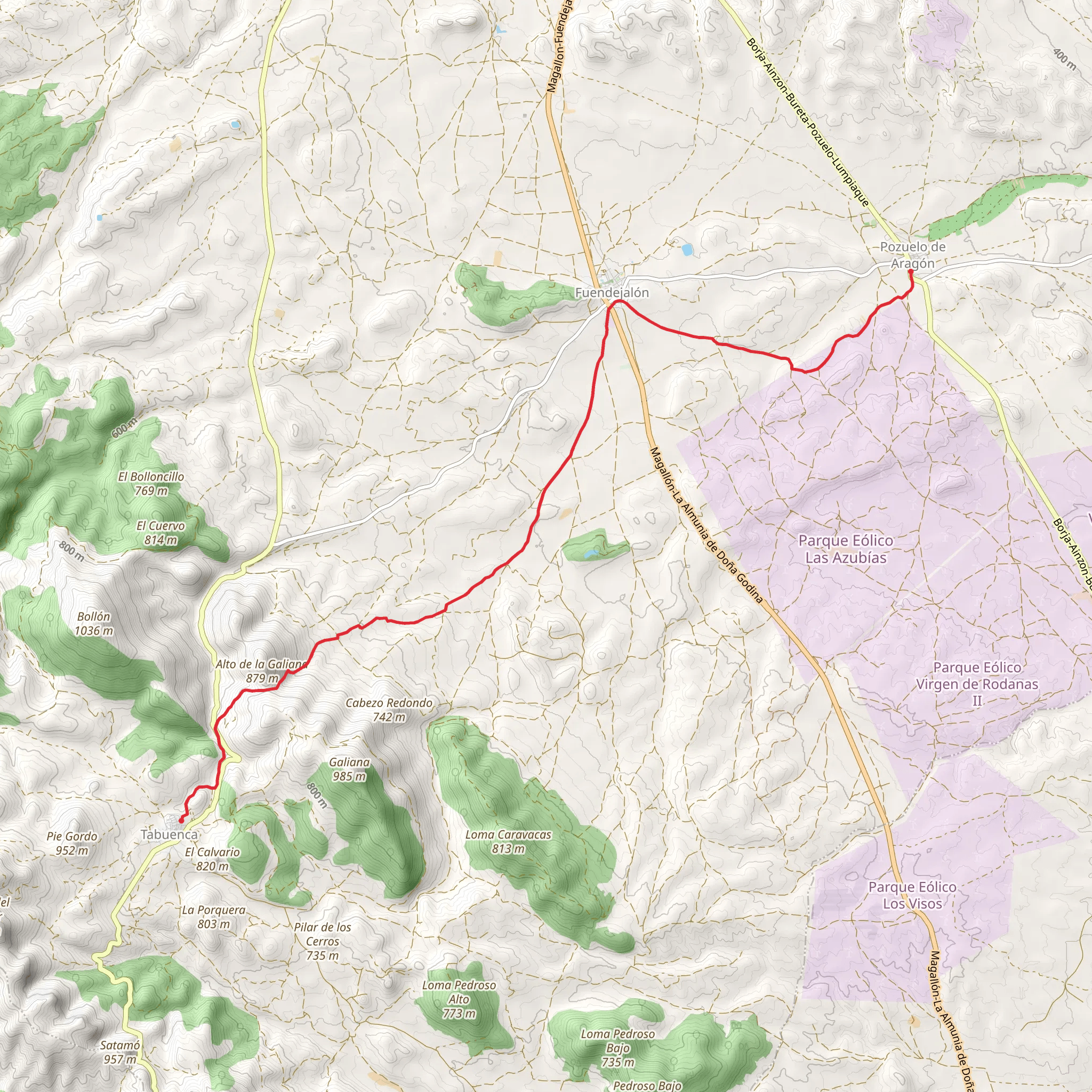Pozuelo de Aragon - Tabuenca PR Z 166 mobile static map